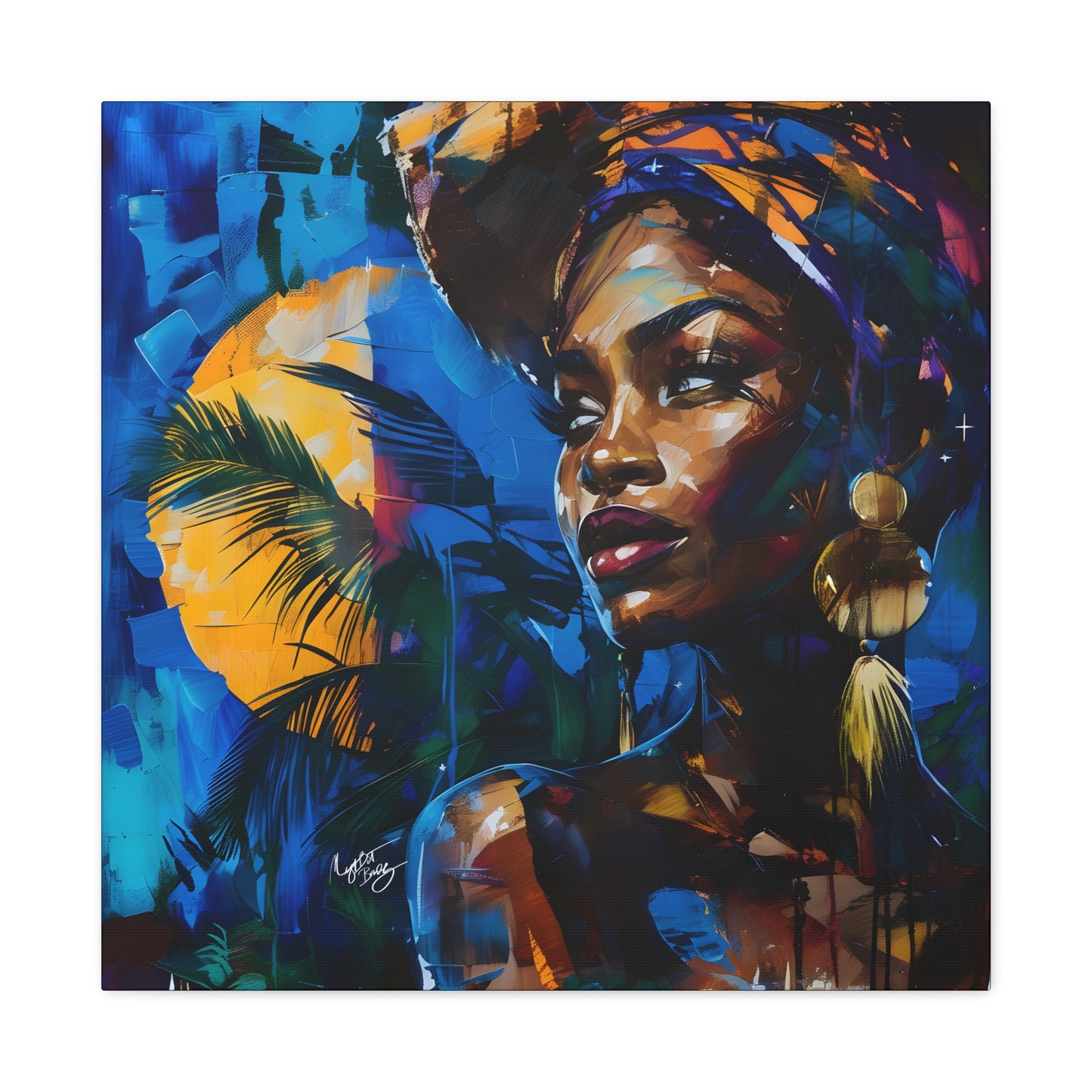 Vacation Vibes Afrocentric Black Woman Abstract Art Canvas Wall Print