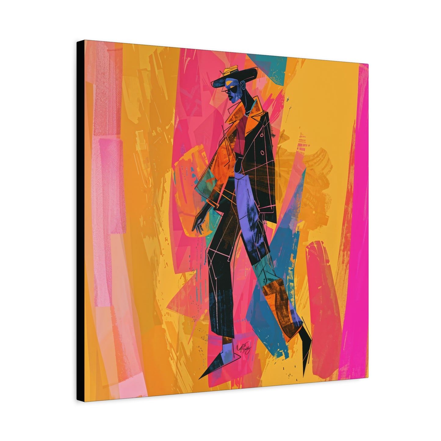 So Cool Afrocentric Black Man Abstract Art Canvas Wall Print