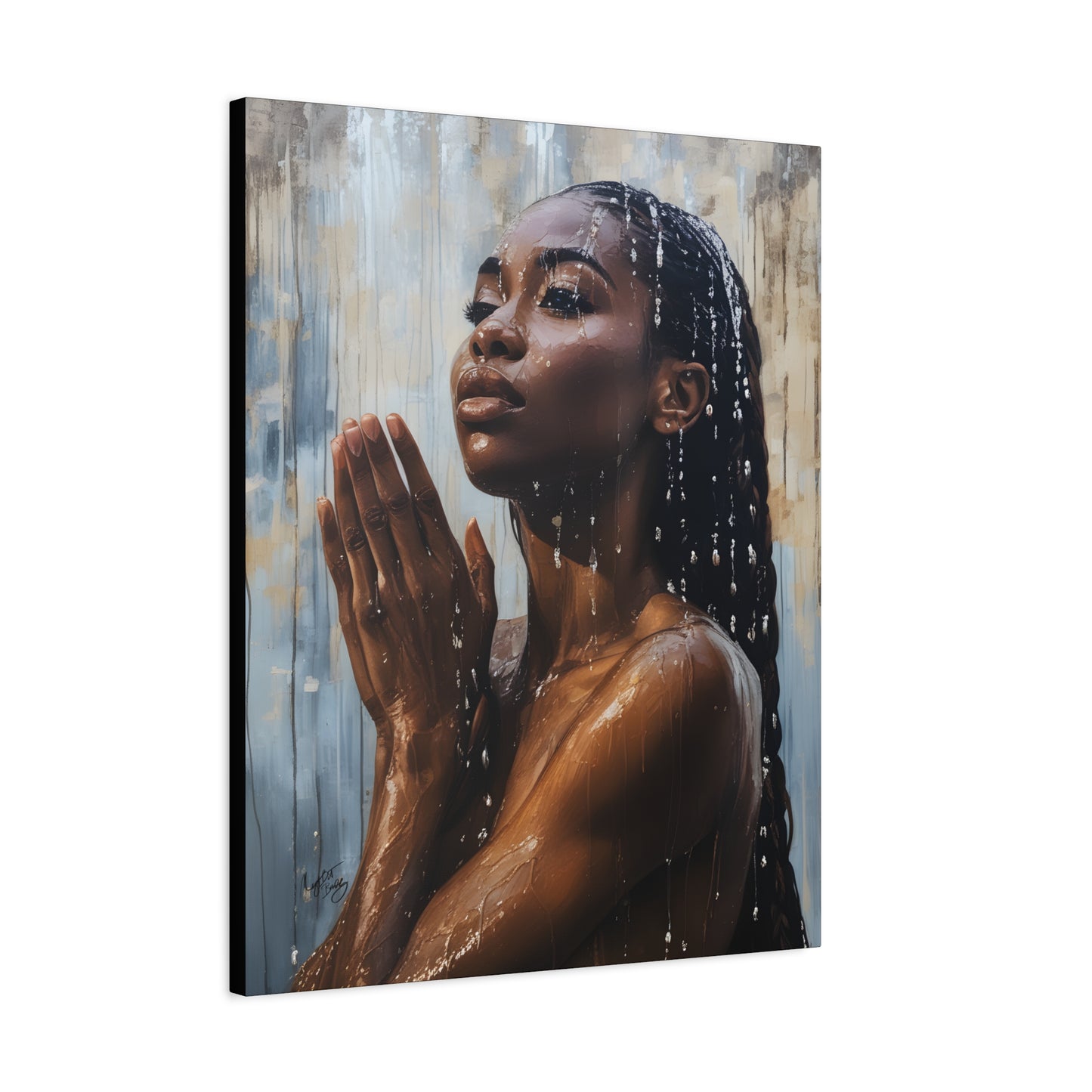 Naturally Peaceful Afrocentric Black Woman Art Canvas Wall Print