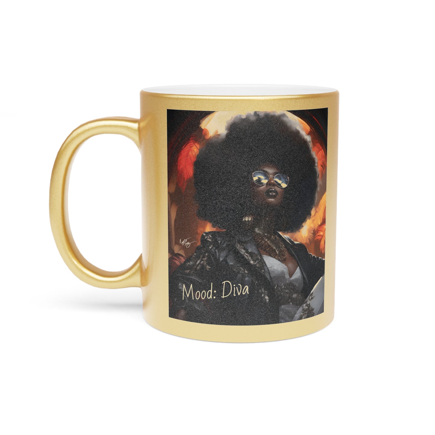 Diva Don’t Hurt ‘Em Afrocentric Black Woman Art Gold Metallic Coffee Mug