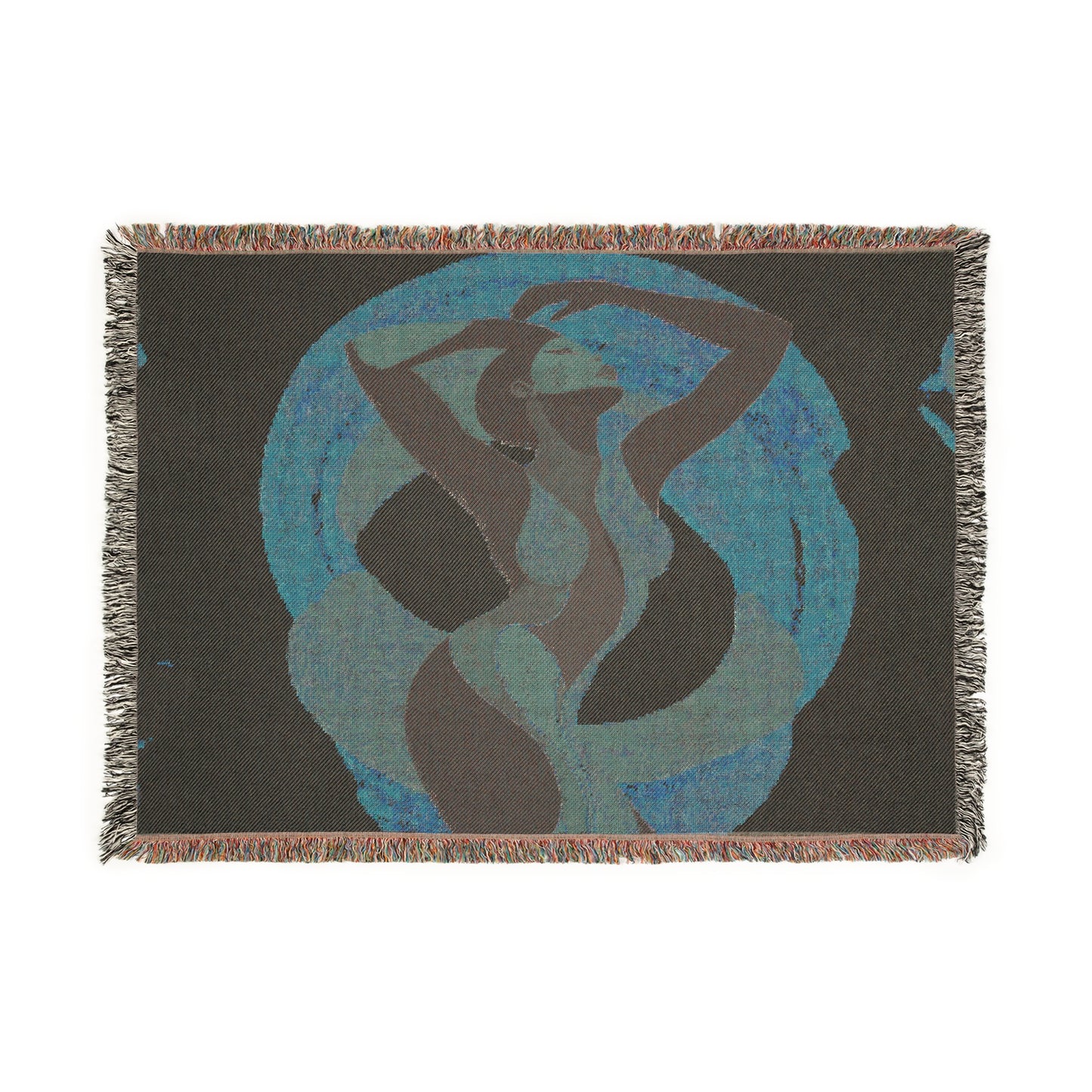 In Sync With The Rhythm Abstract Black Woman Afrocentric Art Woven Throw Blanket - Xtreme Shopper
