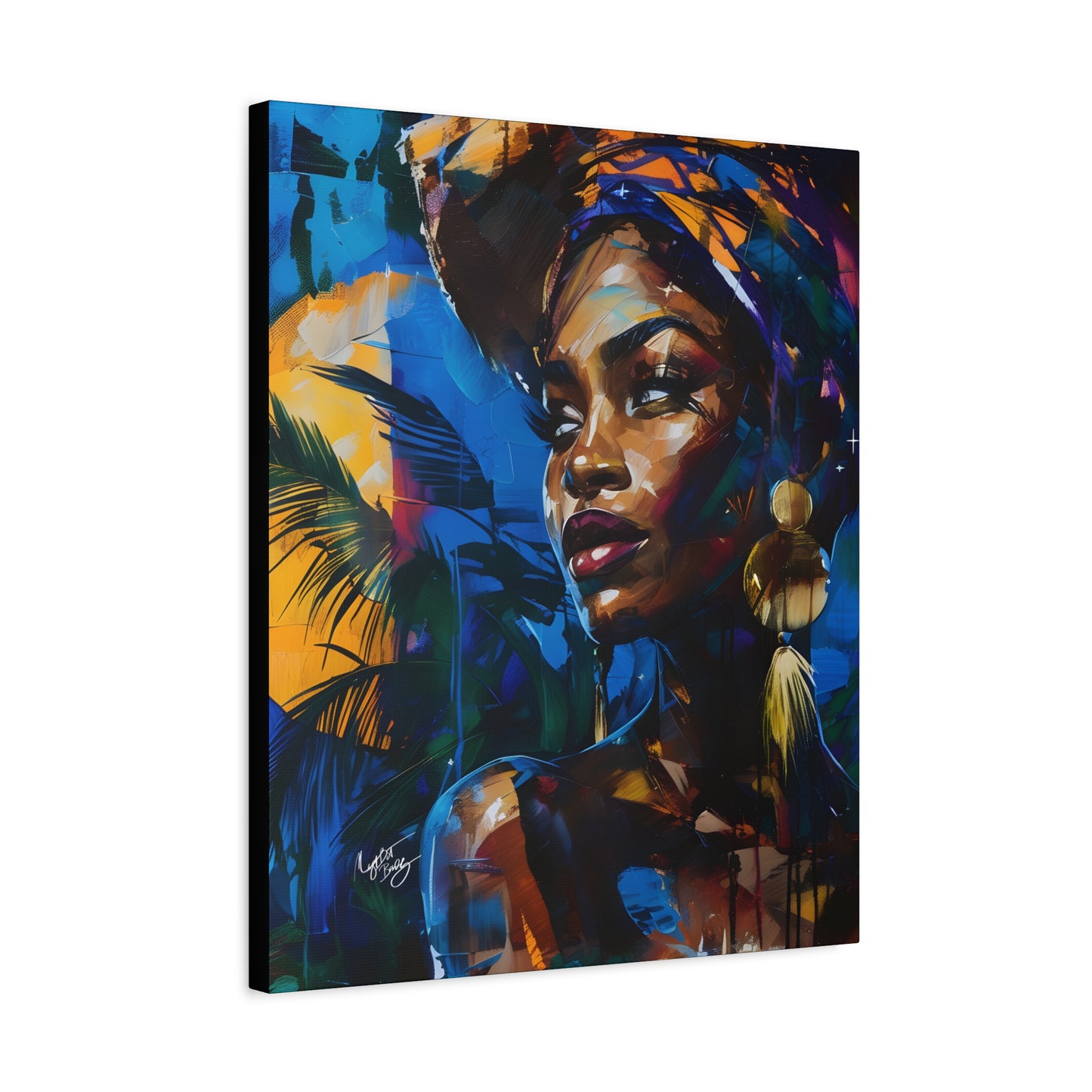 Vacation Vibes Afrocentric Black Woman Abstract Art Canvas Wall Print