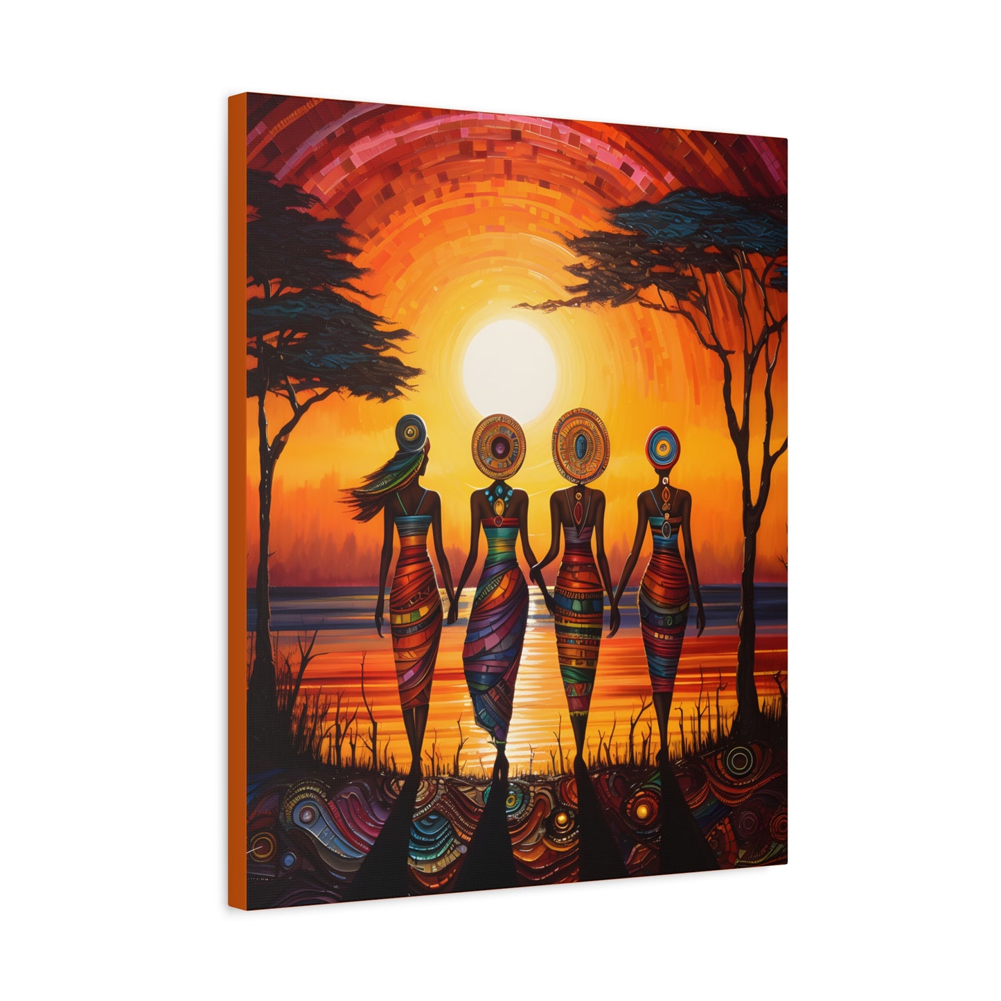 All Together Now Afrocentric Black Woman Abstract Art Canvas Wall Print