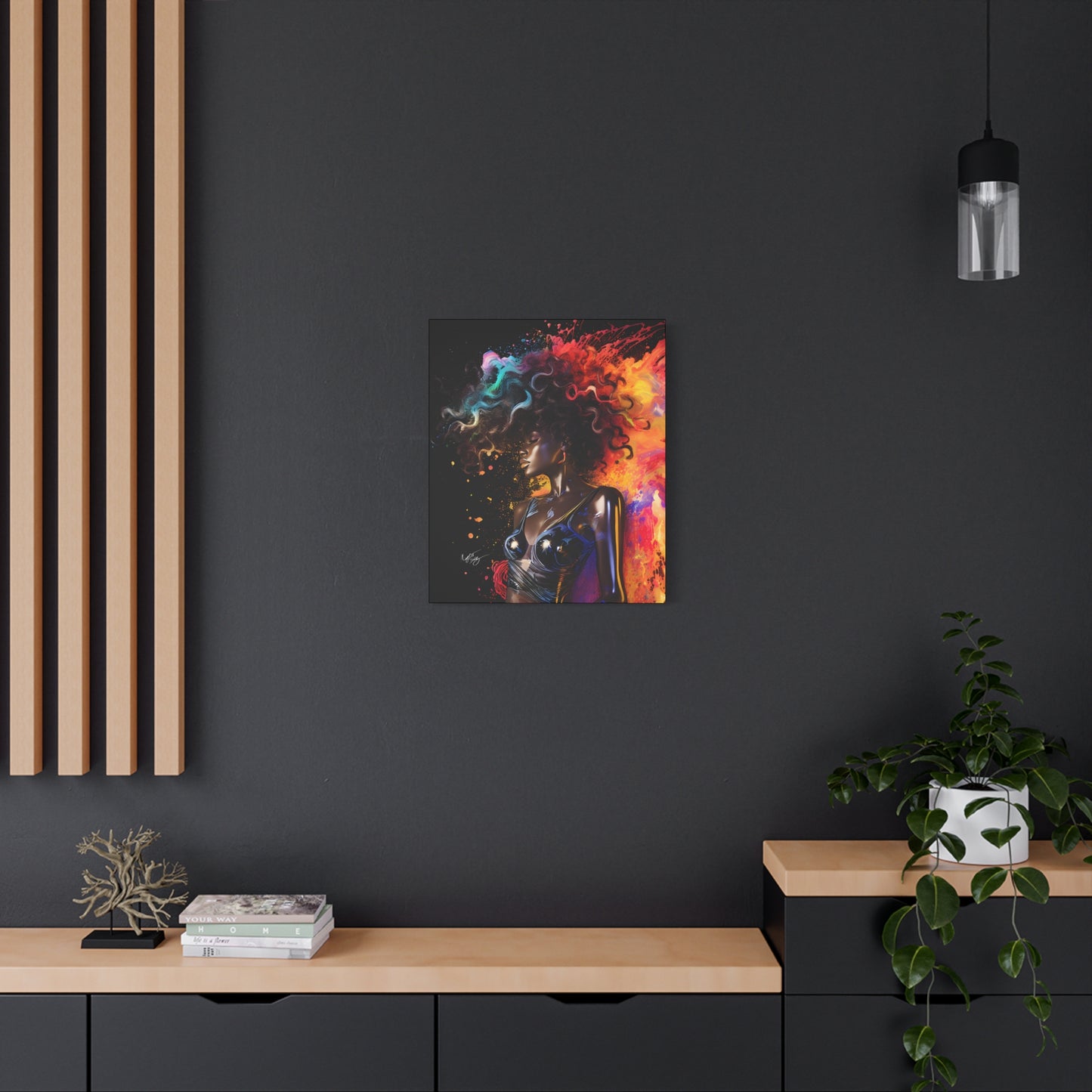 Colors Of The Universe Afrocentric Black Woman Abstract Fantasy Art Canvas Wall Print