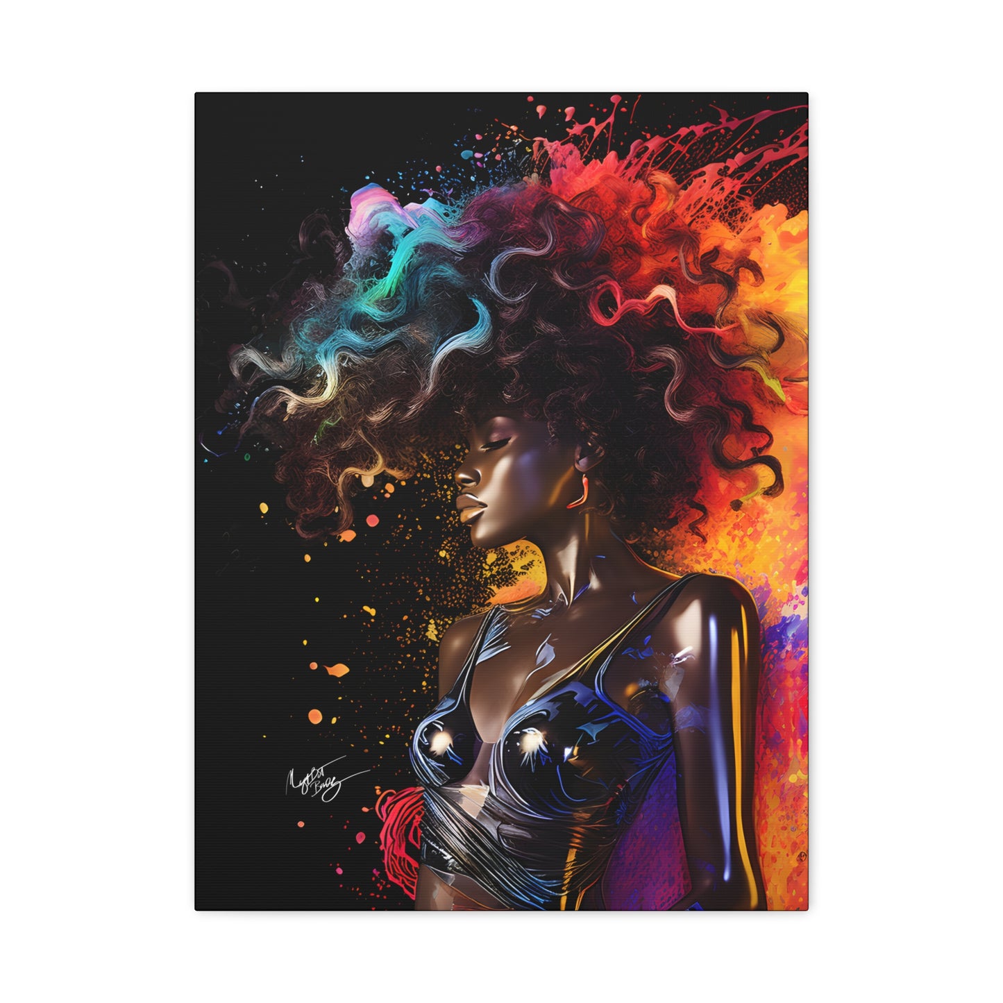 Colors Of The Universe Afrocentric Black Woman Abstract Fantasy Art Canvas Wall Print