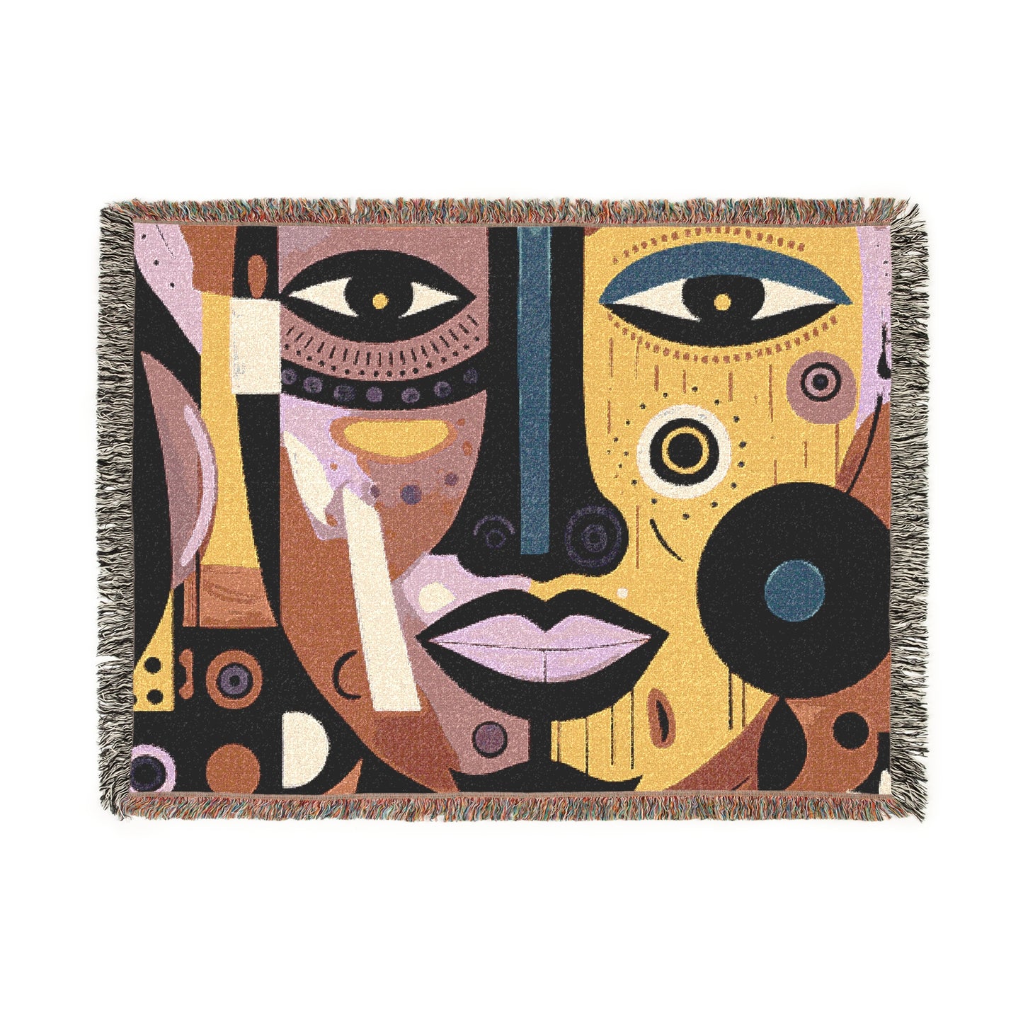 Abstract Mask Afrocentric Abstract Art Woven Throw Blanket