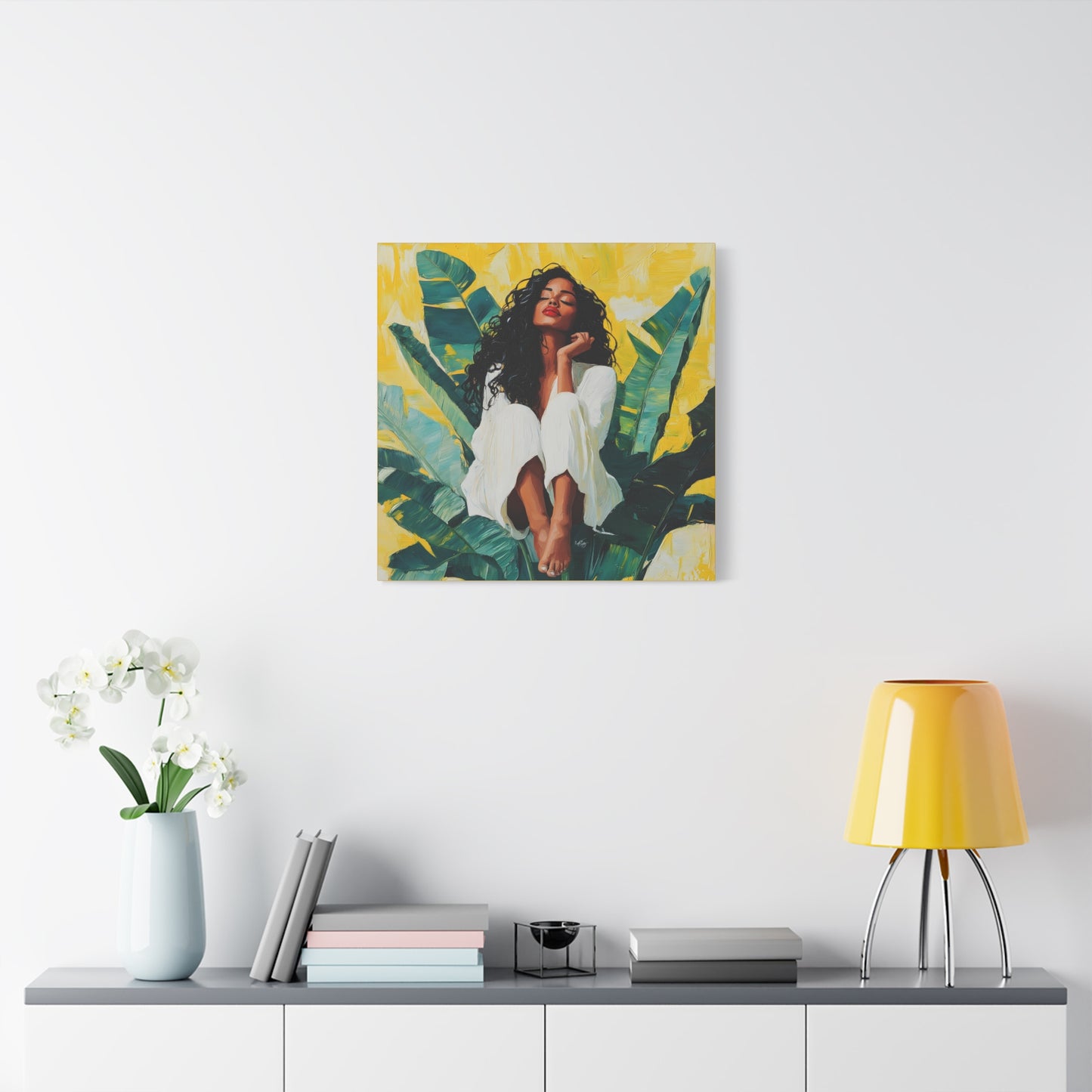 It's A Beautiful Day Afrocentric Black Woman Abstract Art Canvas Wall Print