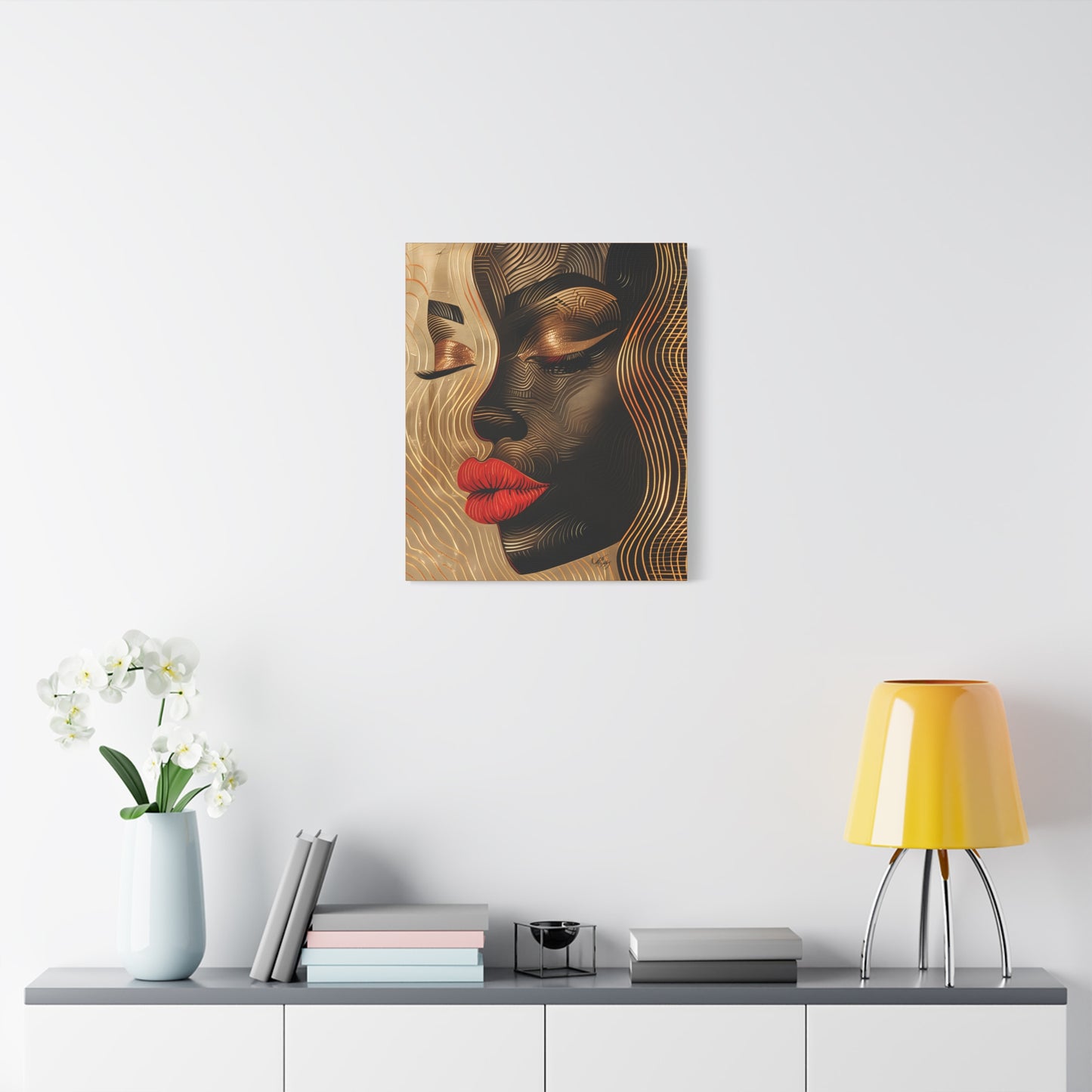 Enswirled Afrocentric Black Woman Abstract Art Canvas Wall Print