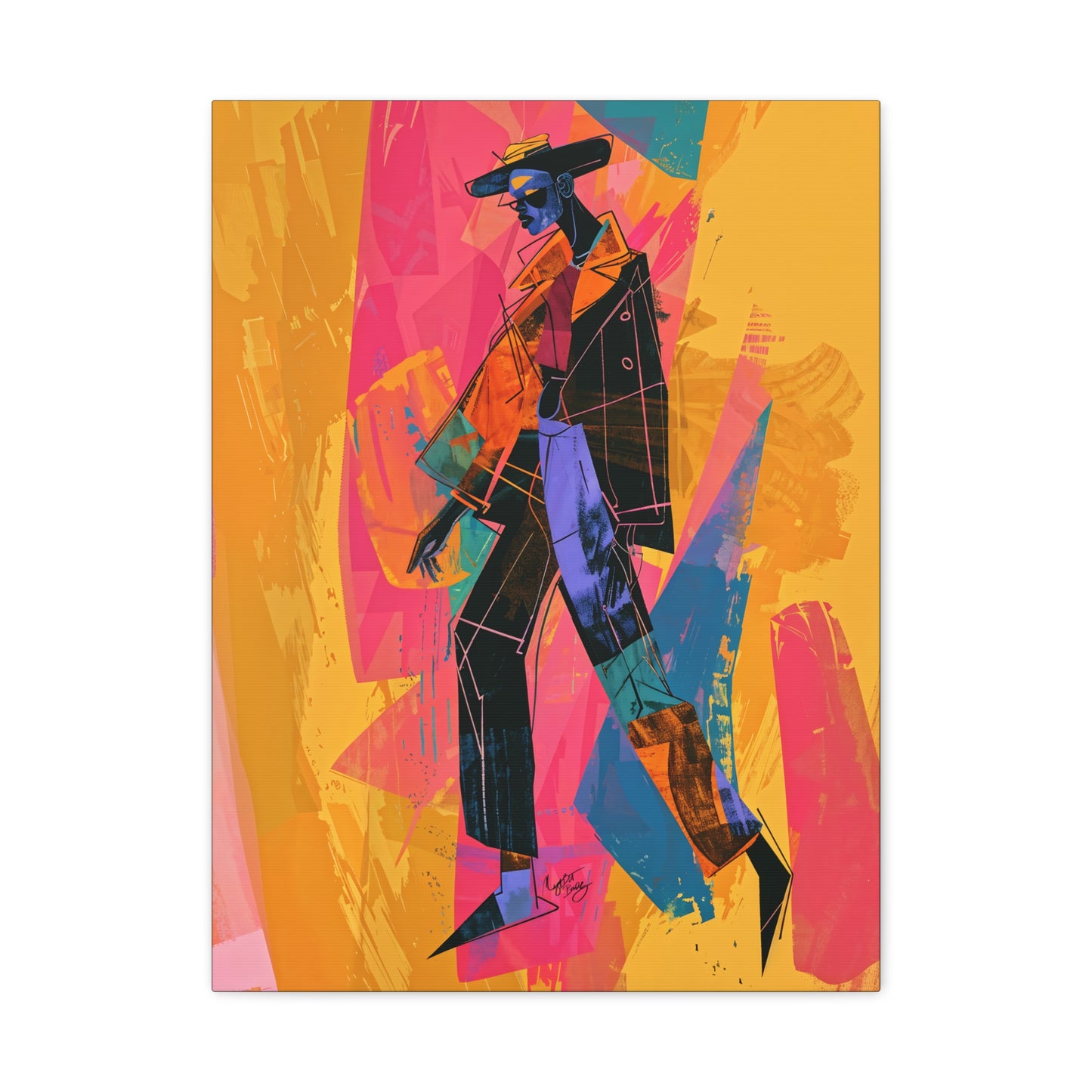 So Cool Afrocentric Black Man Abstract Art Canvas Wall Print