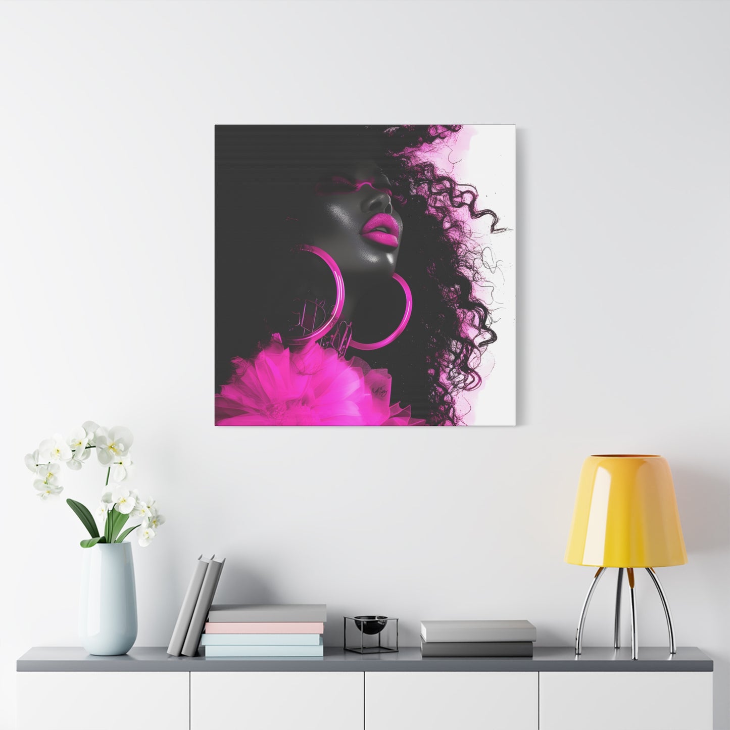This Pink Is A Mood Afrocentric Black Woman Art Canvas Wall Print