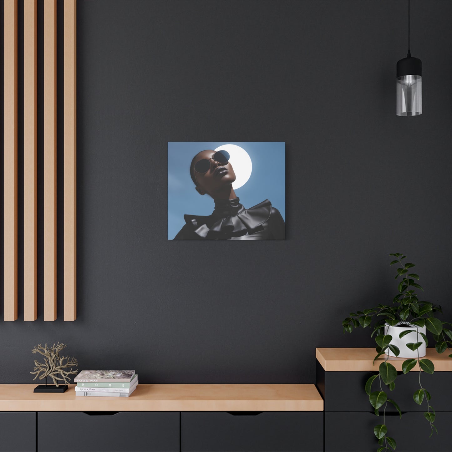 Moonstruck Afrocentric Black Woman Abstract Art Canvas Wall Print