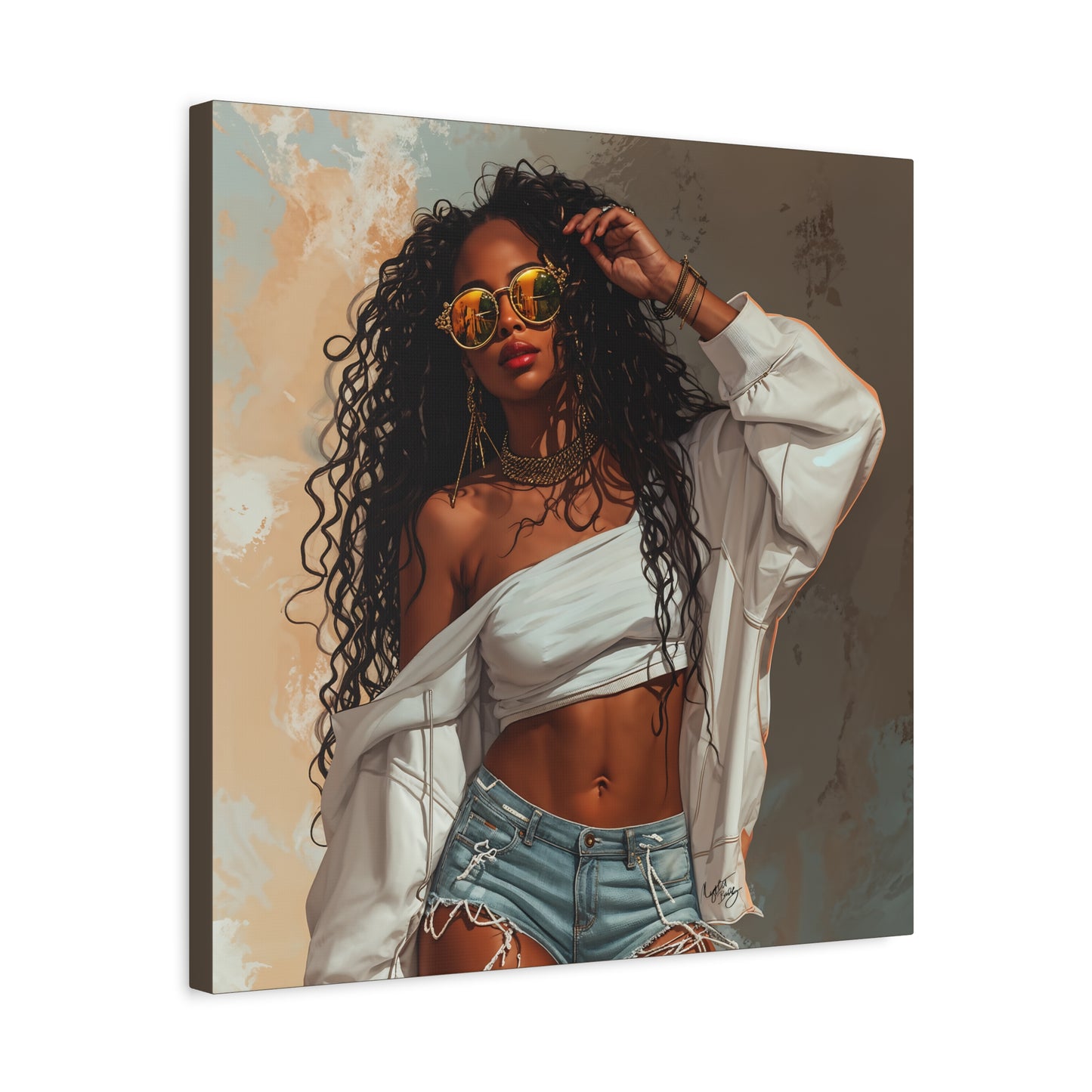 Never Let Them See You Sweat Afrocentric Black Woman Art Canvas Wall Print
