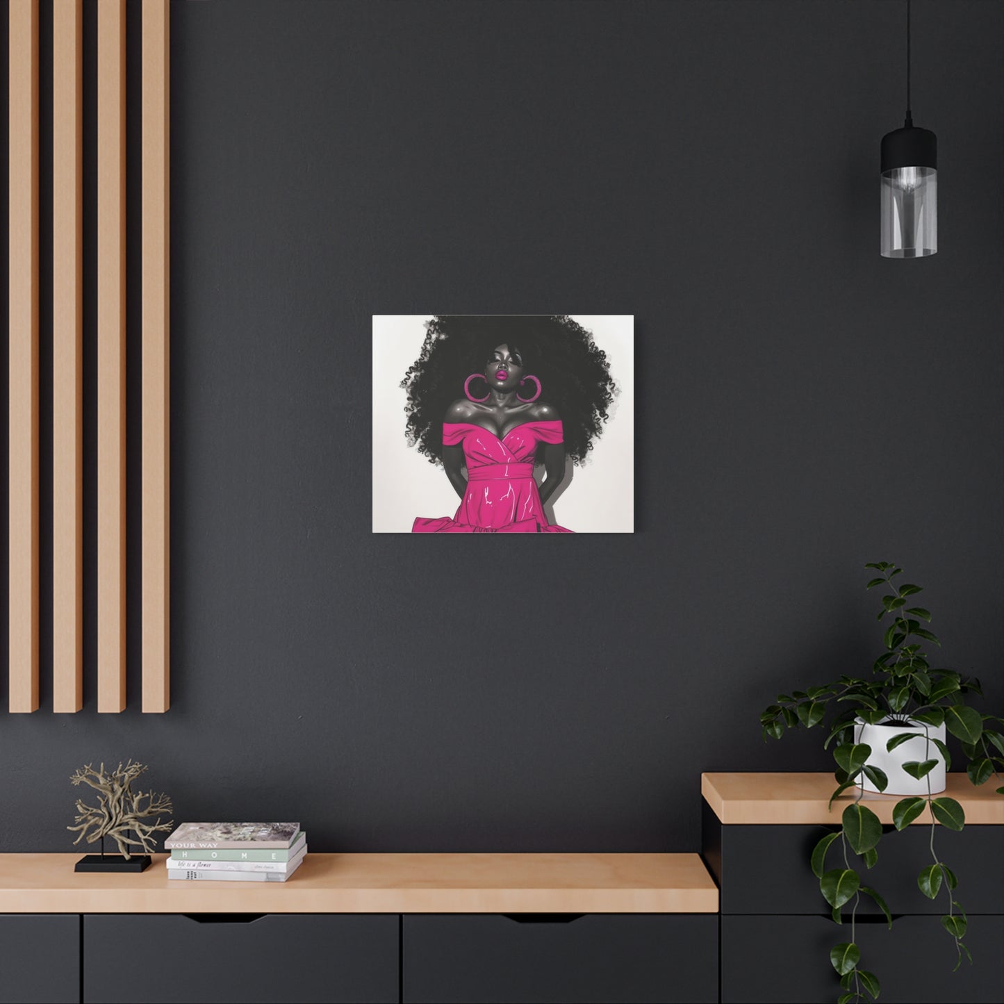 Pink Is My Color Black Woman Art Canvas Wall Print