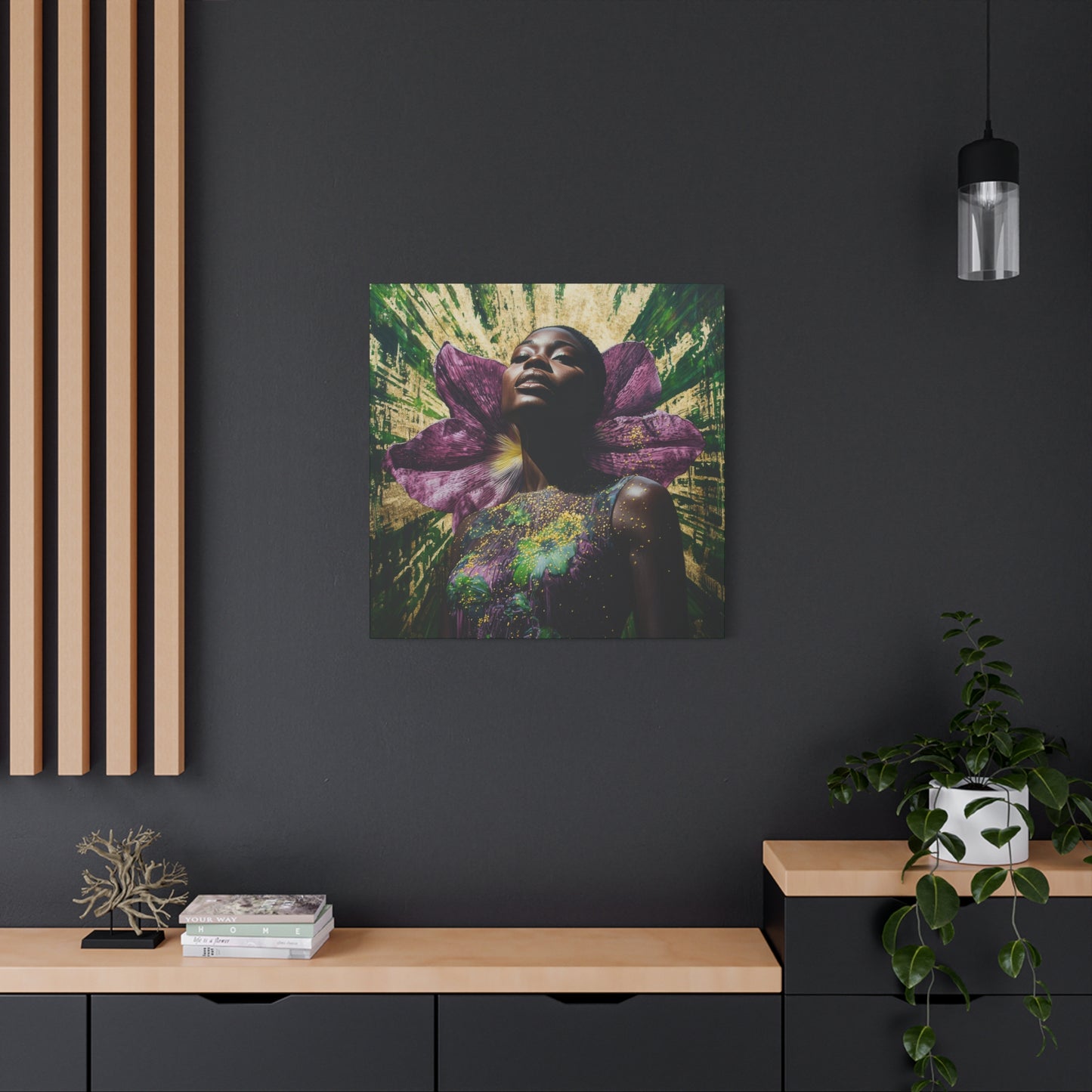 Blooming With Beauty Afrocentric Black Woman Inspirational Spiritual Art Canvas Wall Print