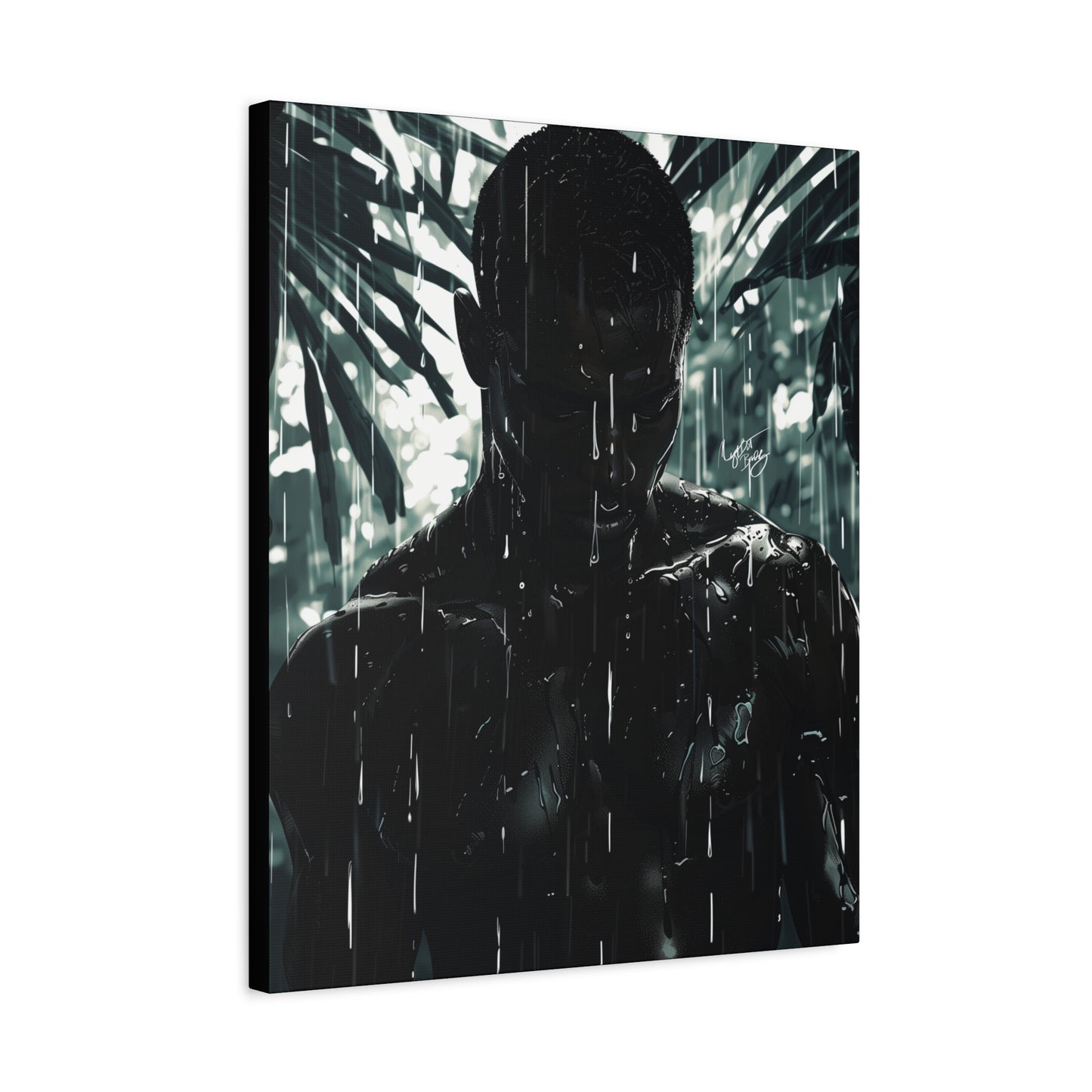 Rainy Days Aren't That Bad Afrocentric Black Man Art Canvas Wall Print