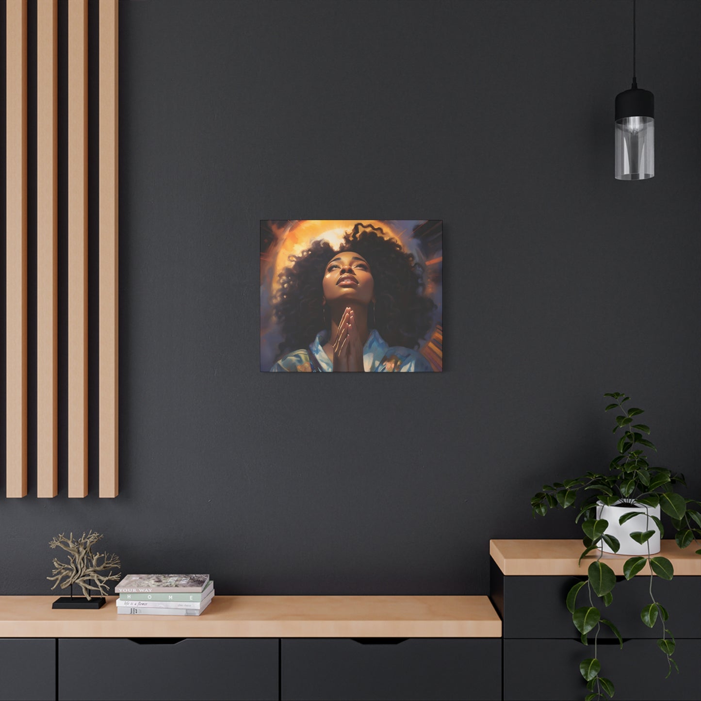 Please Deliver Me Peace The Moment Afrocentric Black Woman Spiritual Art Canvas Wall Print