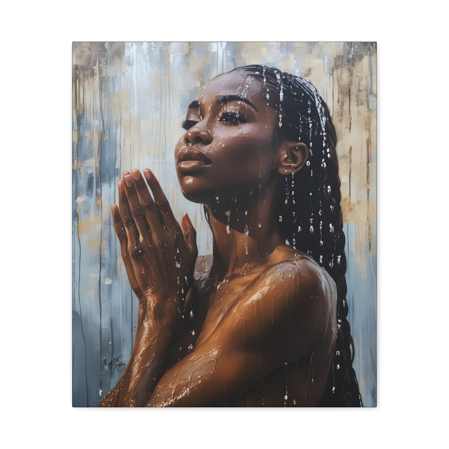 Naturally Peaceful Afrocentric Black Woman Art Canvas Wall Print