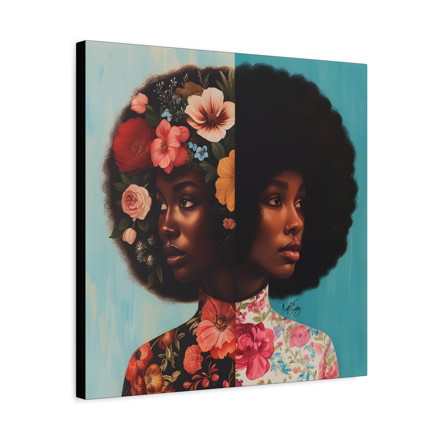 Duality Afrocentric Black Woman Art Canvas Wall Print