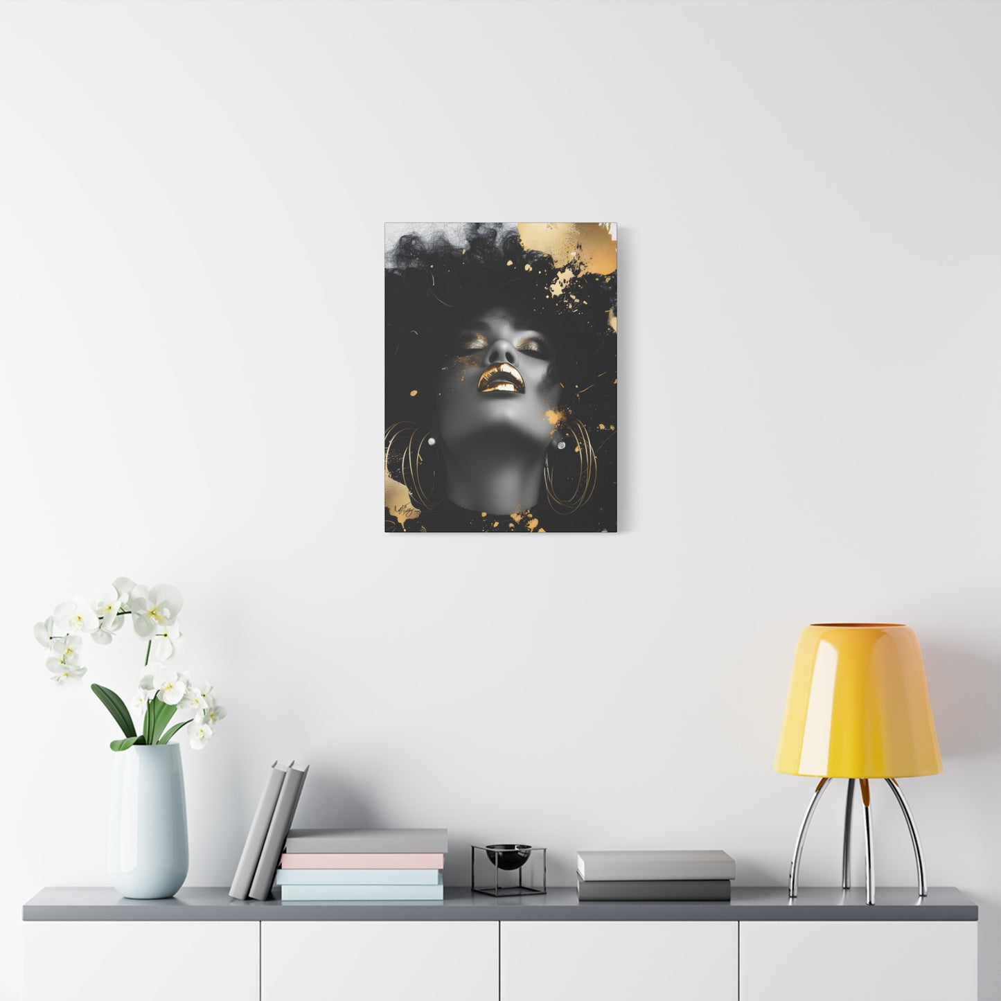 Gold Is My Passion Afrocentric Black Woman Abstract Art Canvas Wall Print