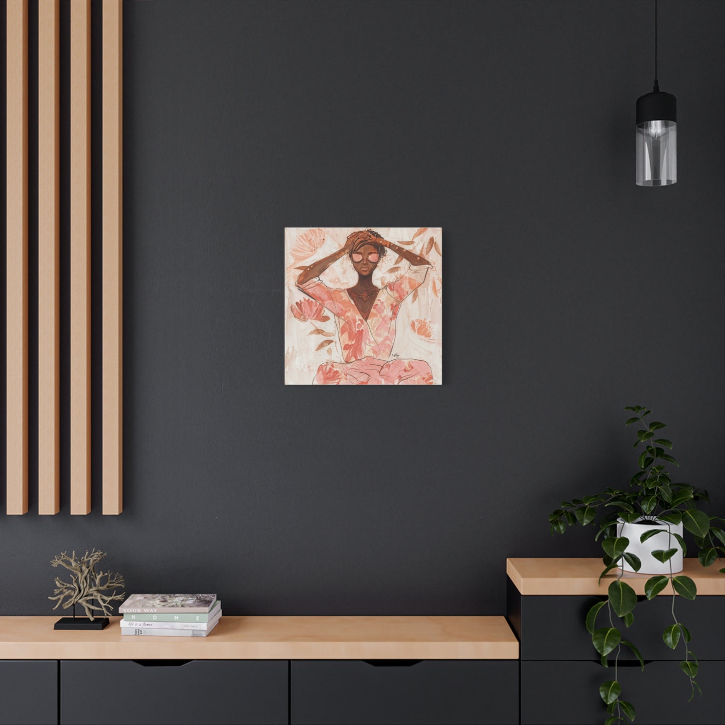Relax It Will Be Okay Afrocentric Black Woman Abstract Art Canvas Wall Print