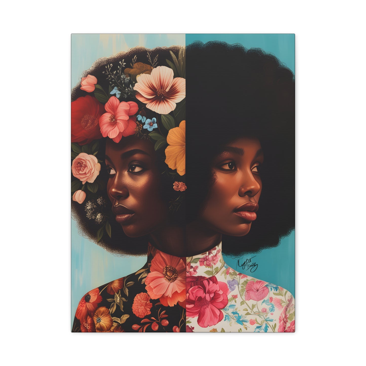 Duality Afrocentric Black Woman Art Canvas Wall Print