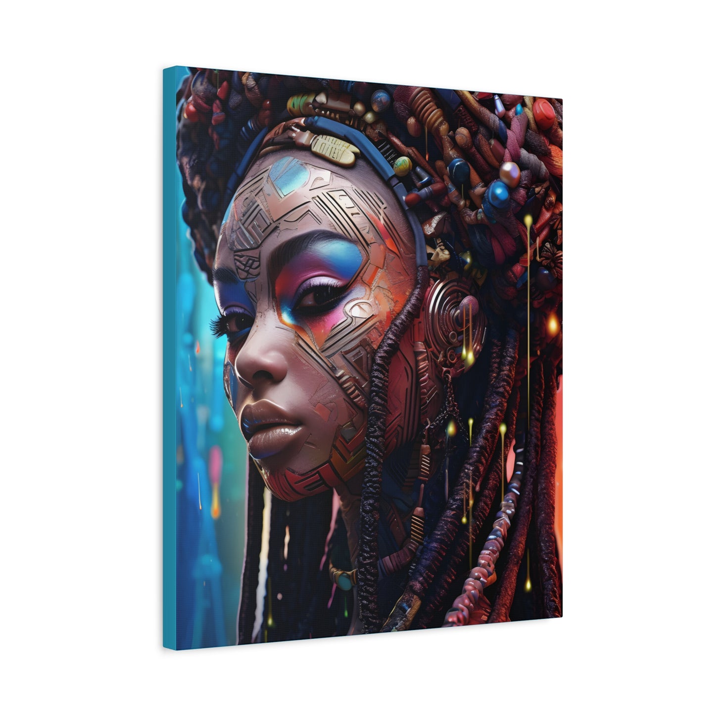 Princess Of The Past and Future Afrocentric Afrofuturism Abstract Black Artwork Canvas Wall Print