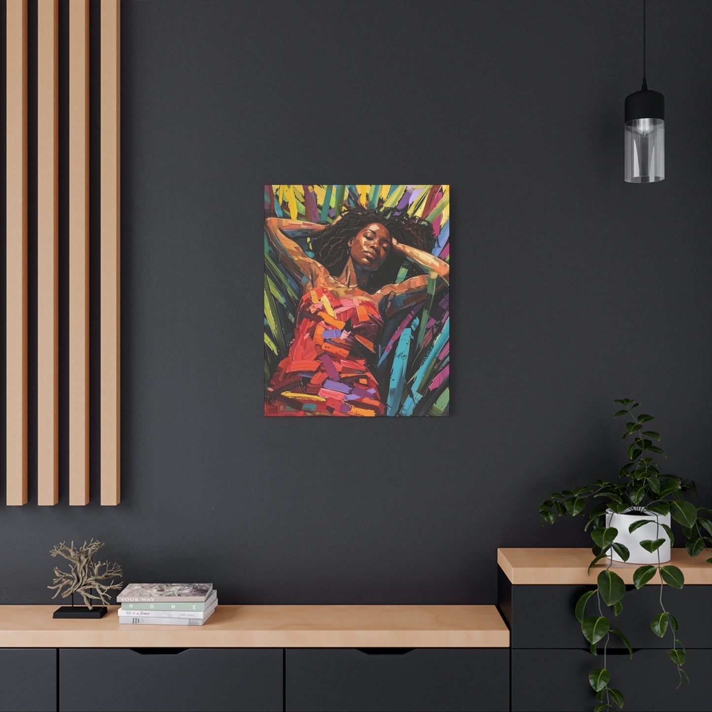 Be At Peace Black Woman Abstract Art Canvas Wall Print