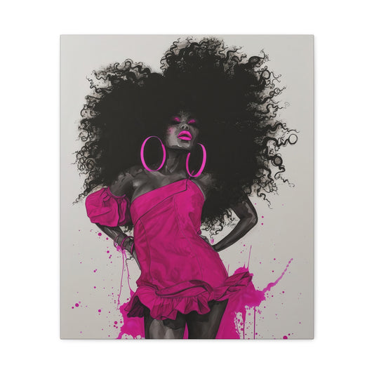 Model Perfect In Pink — Afrocentric Inspirational Black Woman Canvas Wall Art