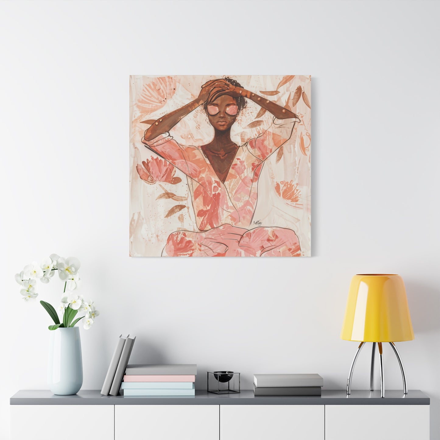 Relax It Will Be Okay Afrocentric Black Woman Abstract Art Canvas Wall Print