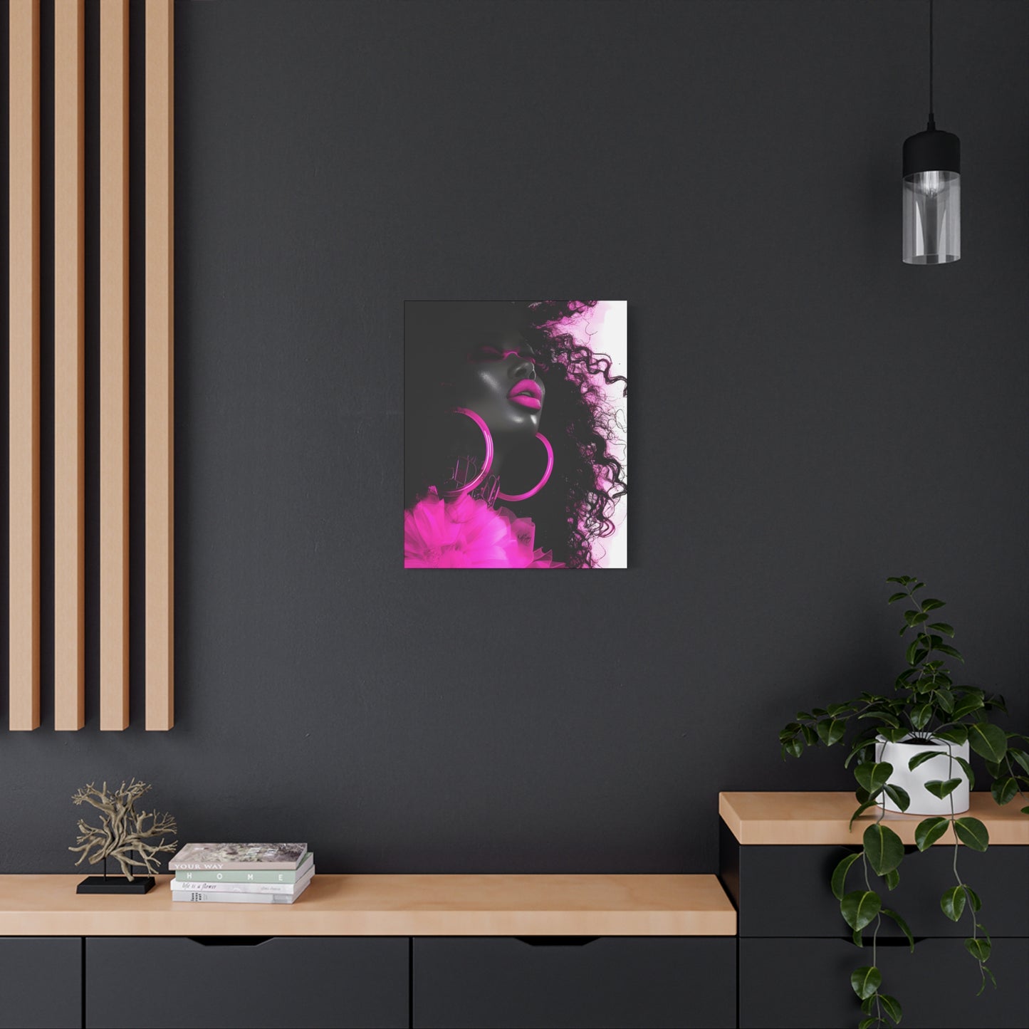 This Pink Is A Mood Afrocentric Black Woman Art Canvas Wall Print