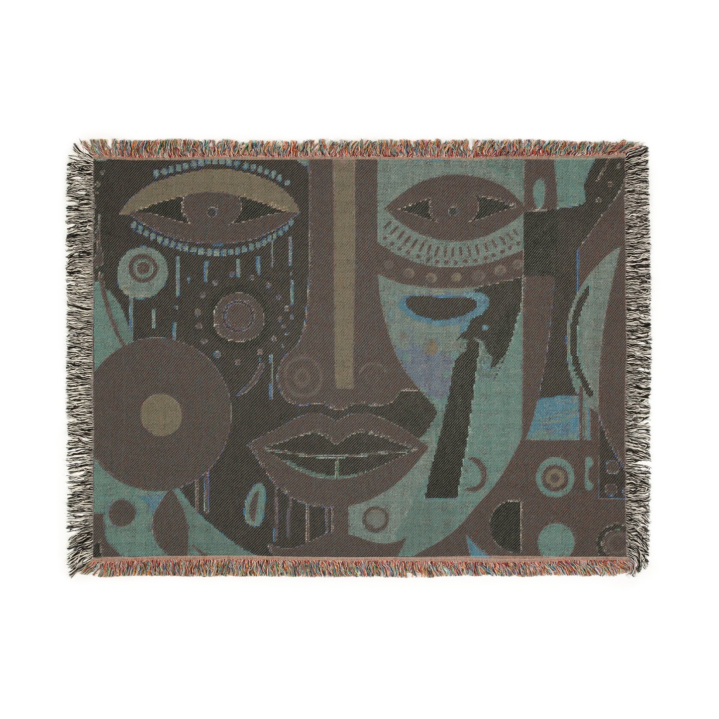 Abstract Mask Afrocentric Abstract Art Woven Throw Blanket