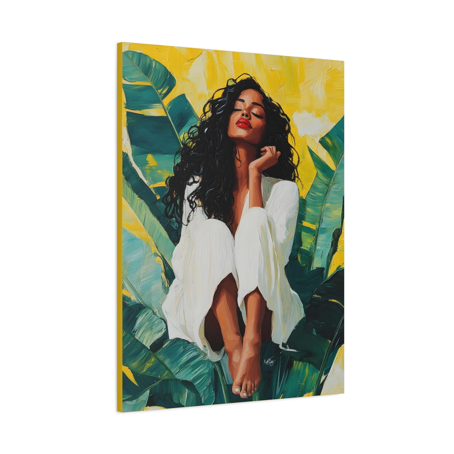 It's A Beautiful Day Afrocentric Black Woman Abstract Art Canvas Wall Print