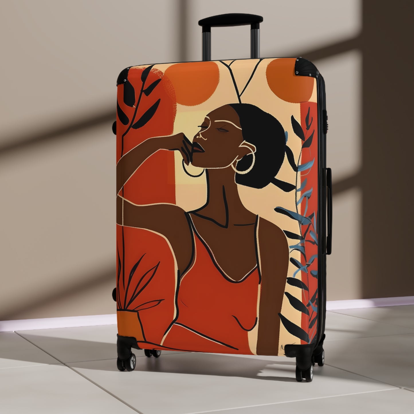 So Chill Abstract Black Woman Art Hardshell Hardside Lockable Spinner Suitcase