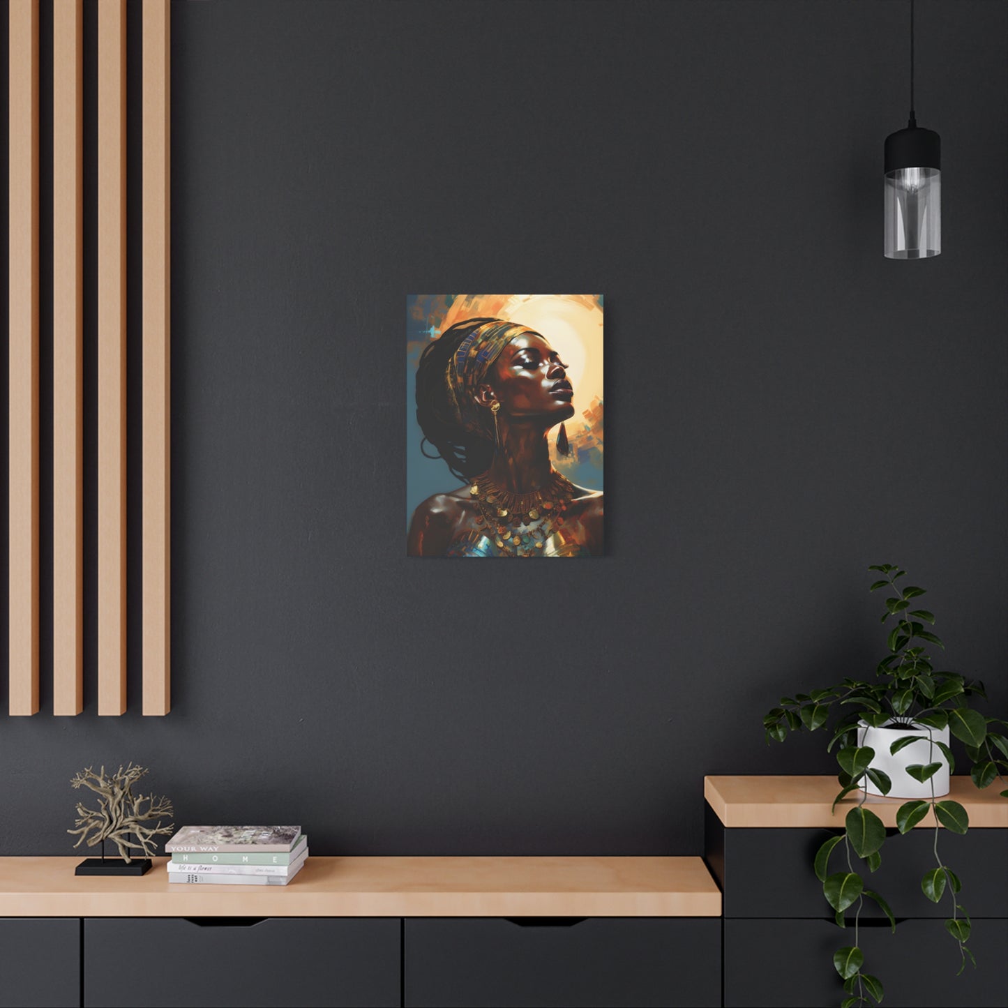 Worship The Sun Afrocentric Black Woman Art Canvas Wall Print