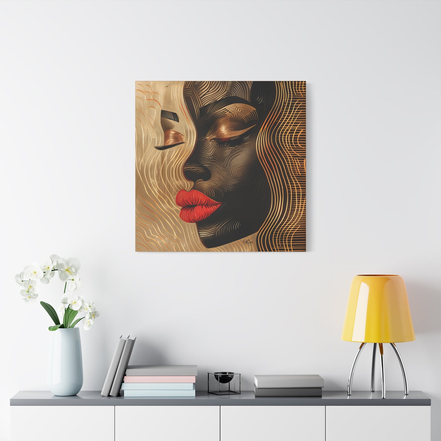 Enswirled Afrocentric Black Woman Abstract Art Canvas Wall Print