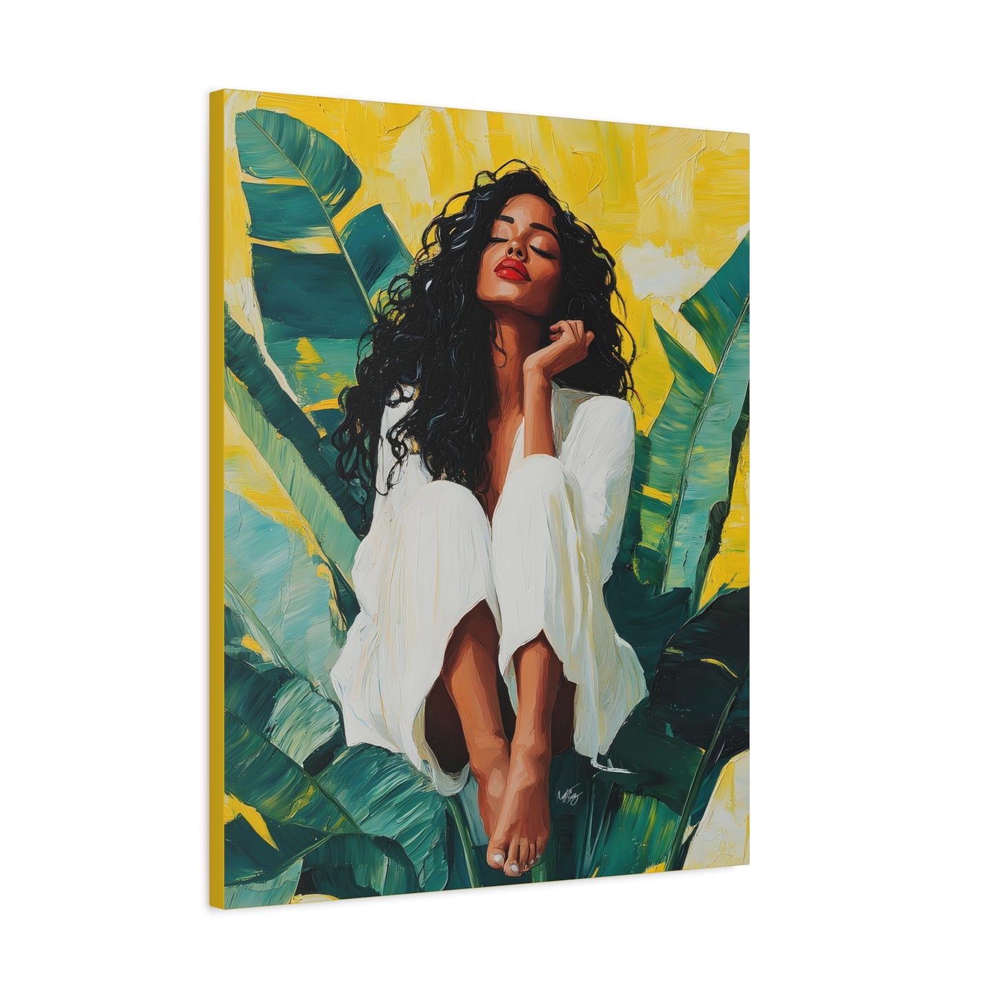 It's A Beautiful Day Afrocentric Black Woman Abstract Art Canvas Wall Print