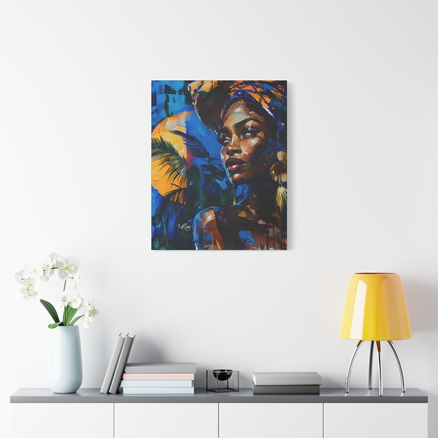 Vacation Vibes Afrocentric Black Woman Abstract Art Canvas Wall Print
