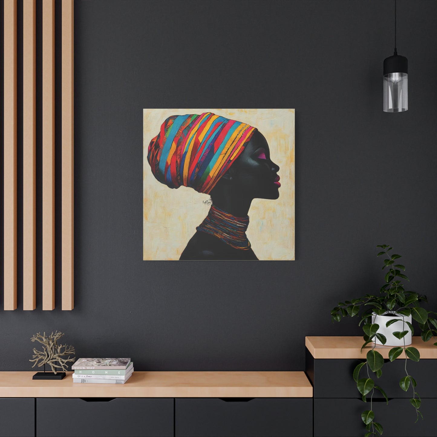 Regal Thoughts Afrocentric Black Woman Art Canvas Wall Print