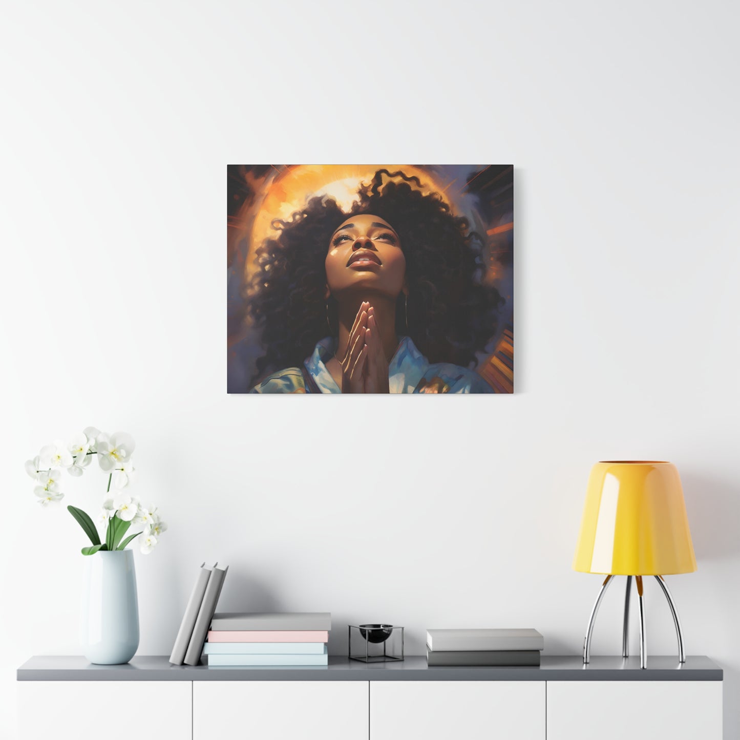 Please Deliver Me Peace The Moment Afrocentric Black Woman Spiritual Art Canvas Wall Print