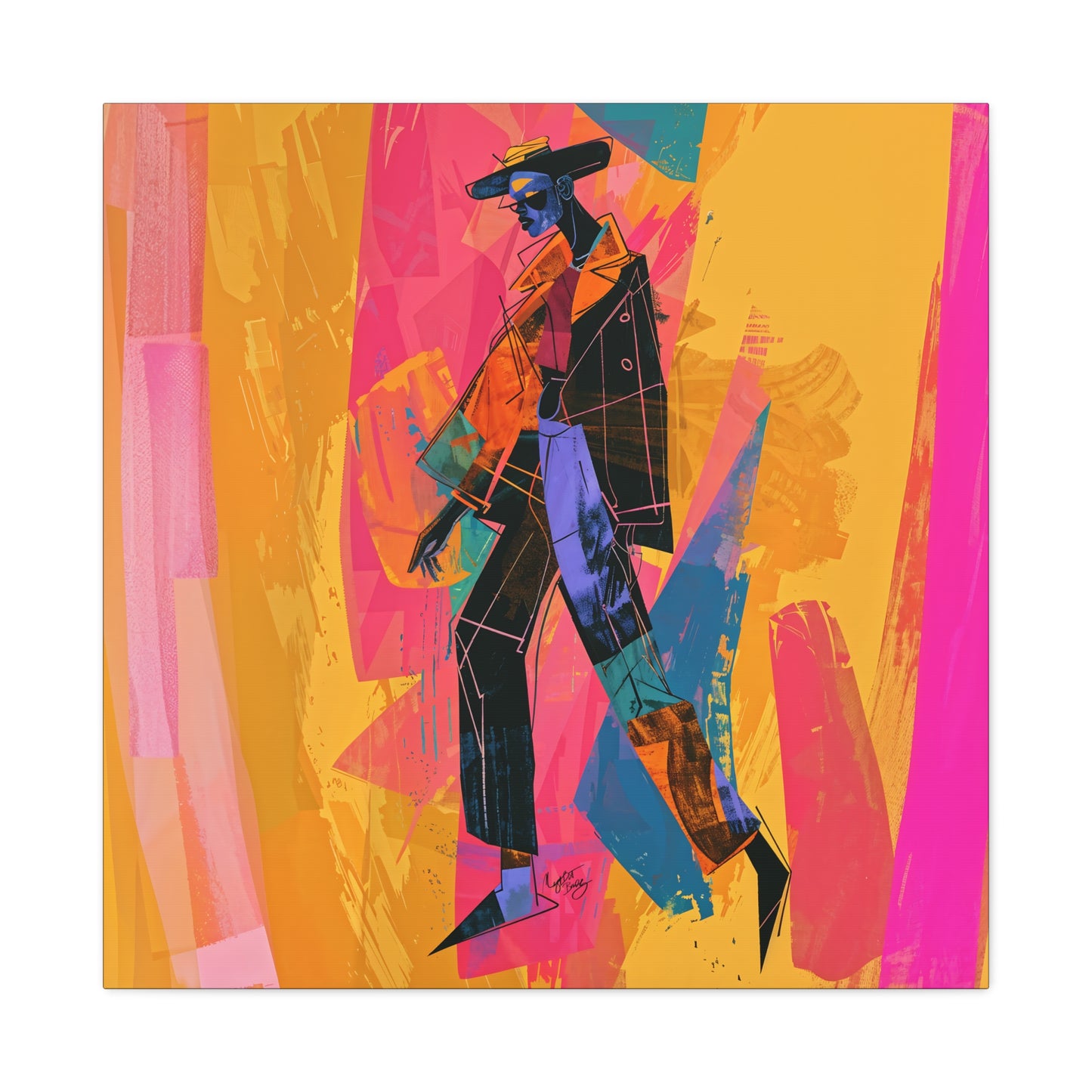 So Cool Afrocentric Black Man Abstract Art Canvas Wall Print