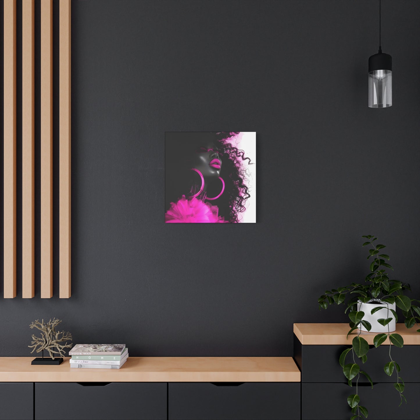 This Pink Is A Mood Afrocentric Black Woman Art Canvas Wall Print
