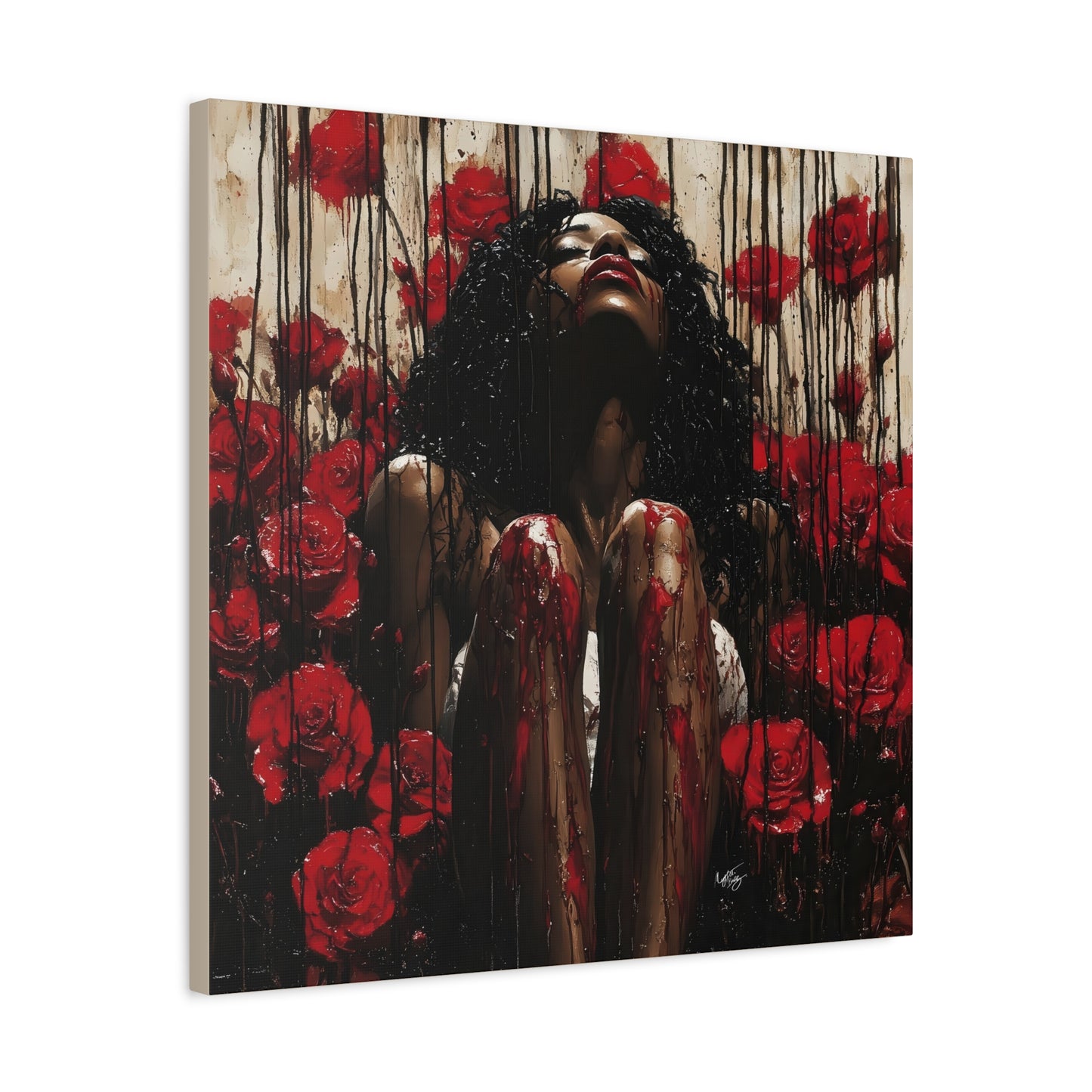 Like A Rose Black Woman Art Canvas Wall Print