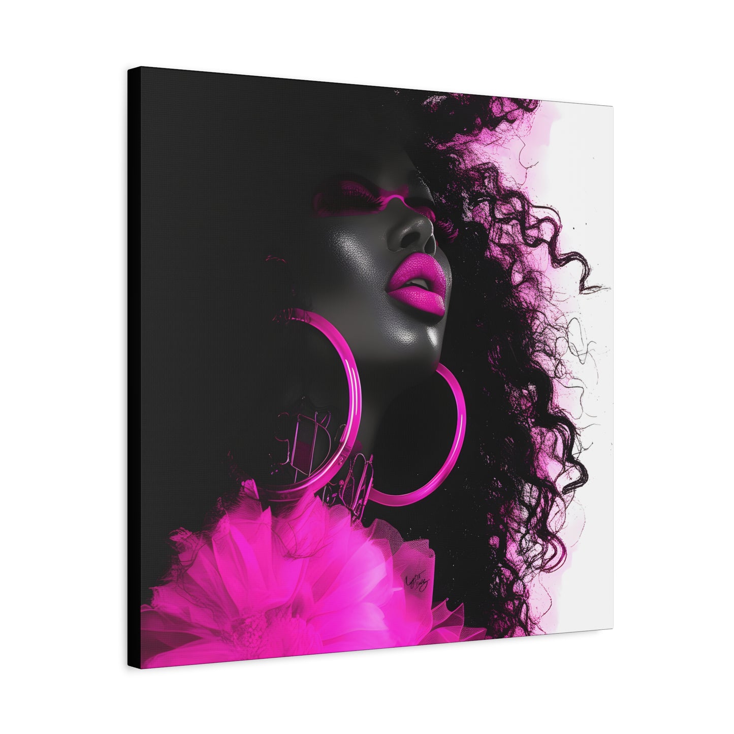 This Pink Is A Mood Afrocentric Black Woman Art Canvas Wall Print