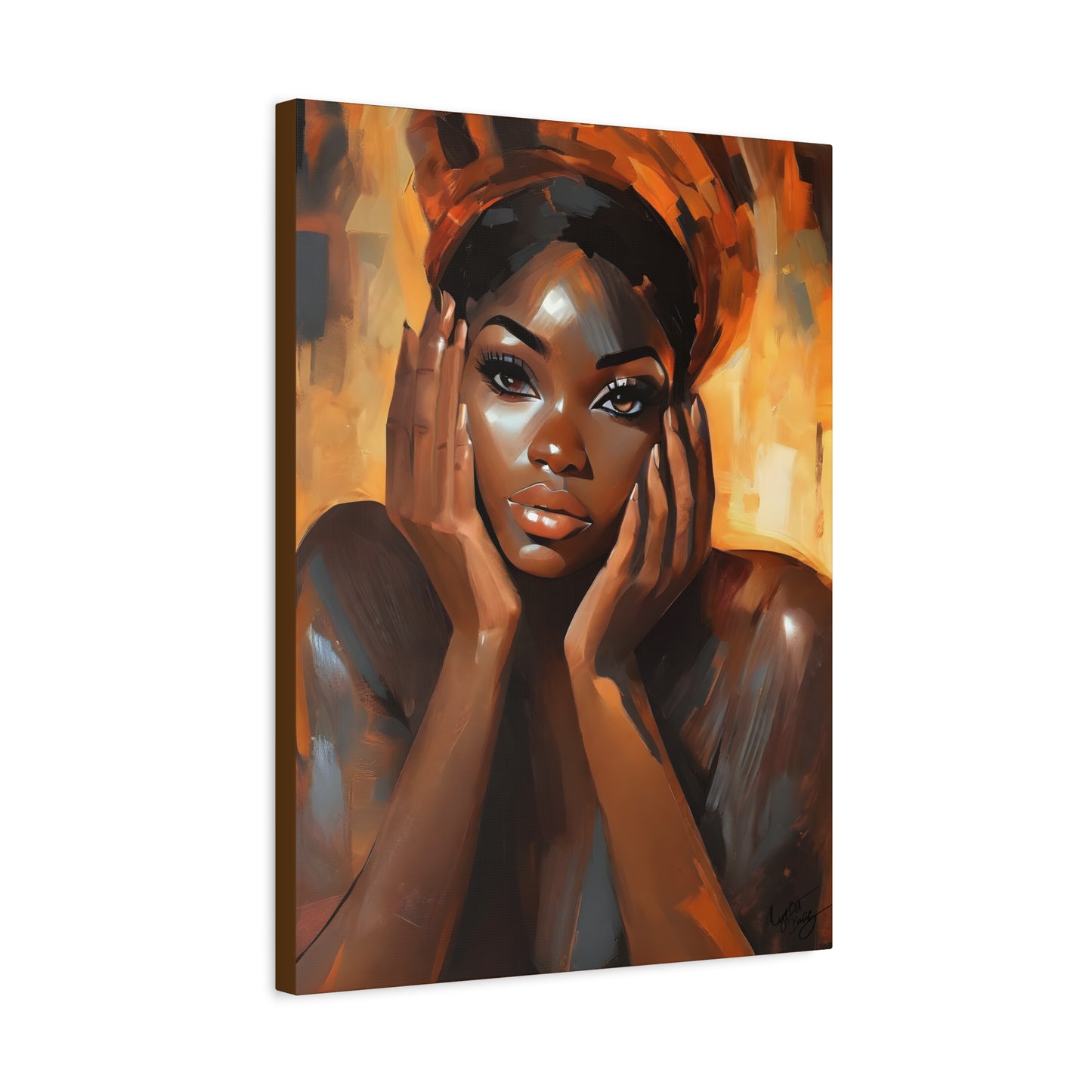 Hello Afrocentric Black Woman Art Canvas Wall Print