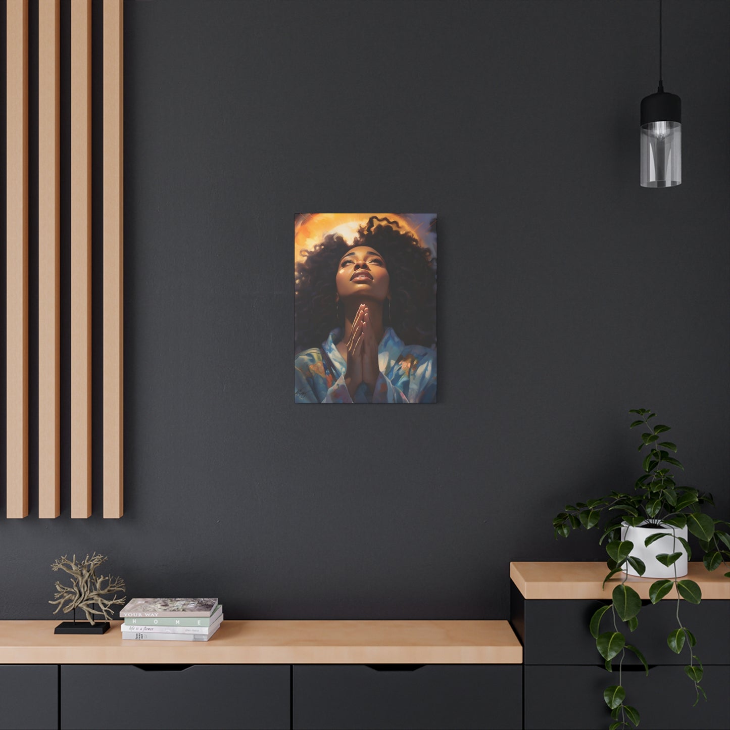 Please Deliver Me Peace The Moment Afrocentric Black Woman Spiritual Art Canvas Wall Print