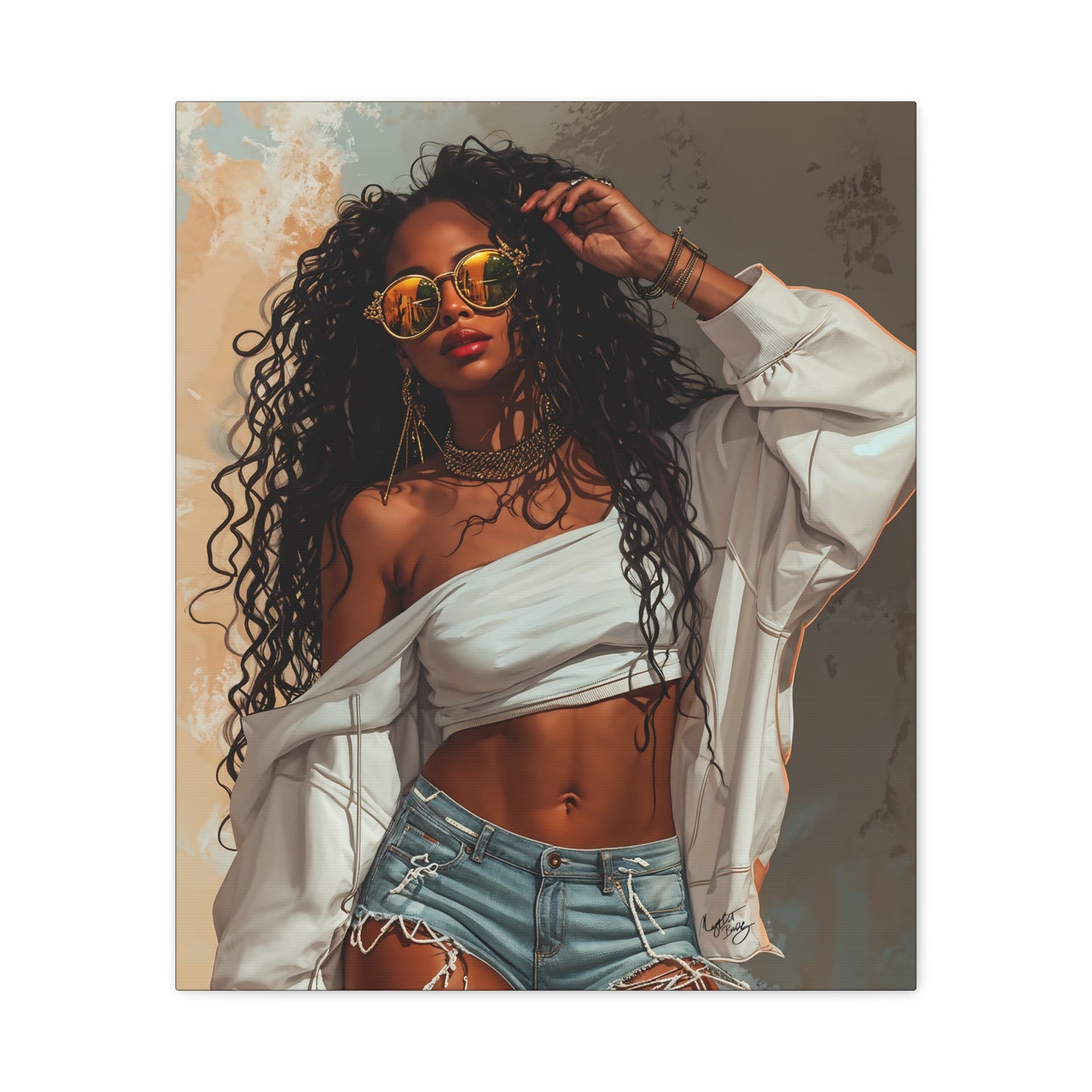 Never Let Them See You Sweat Afrocentric Black Woman Art Canvas Wall Print