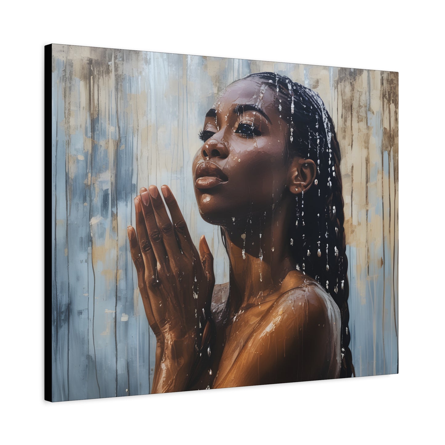 Naturally Peaceful Afrocentric Black Woman Art Canvas Wall Print