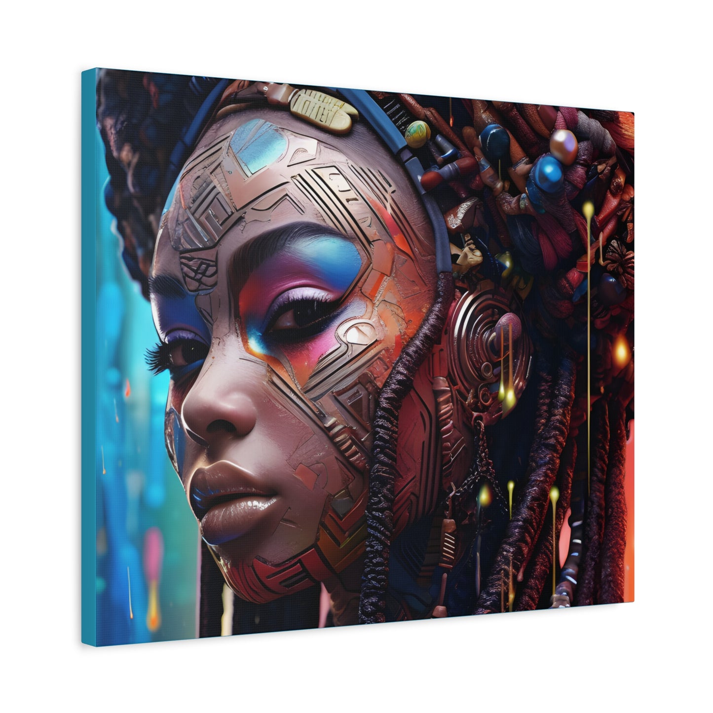 Princess Of The Past and Future Afrocentric Afrofuturism Abstract Black Artwork Canvas Wall Print