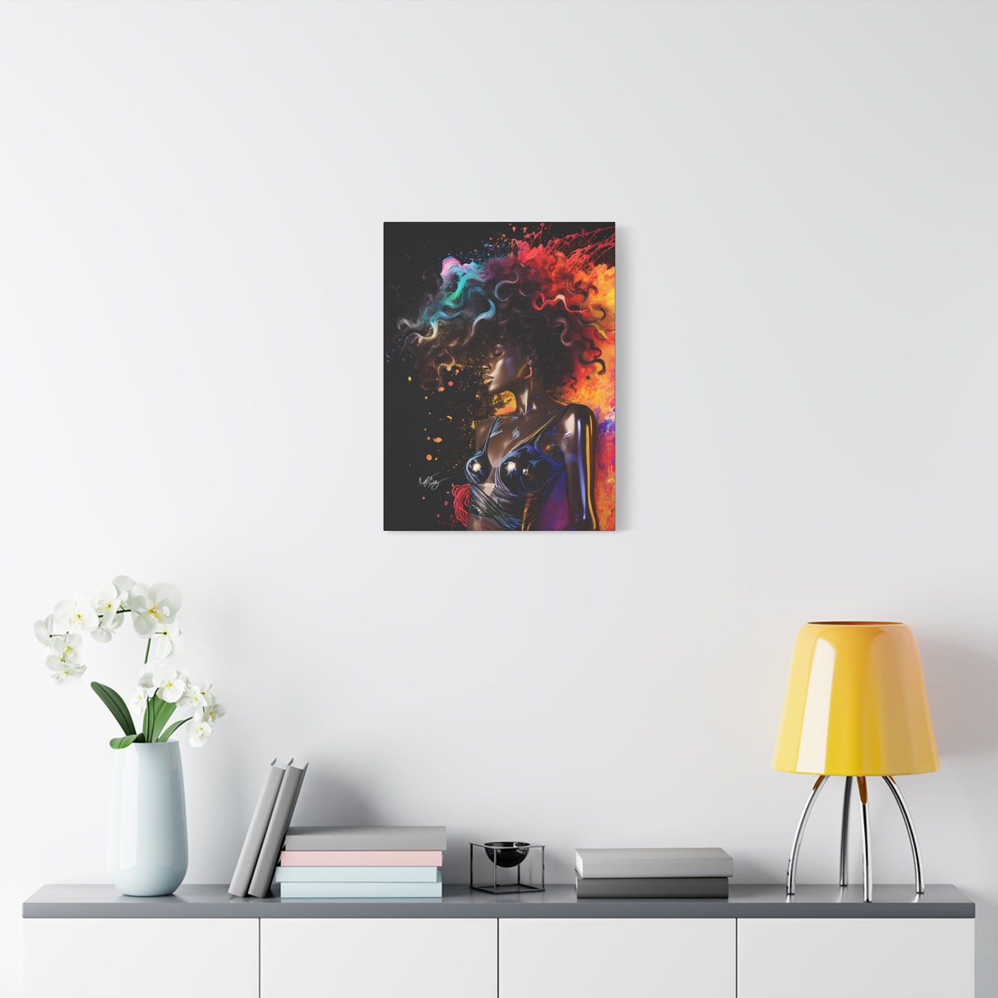 Colors Of The Universe Afrocentric Black Woman Abstract Fantasy Art Canvas Wall Print