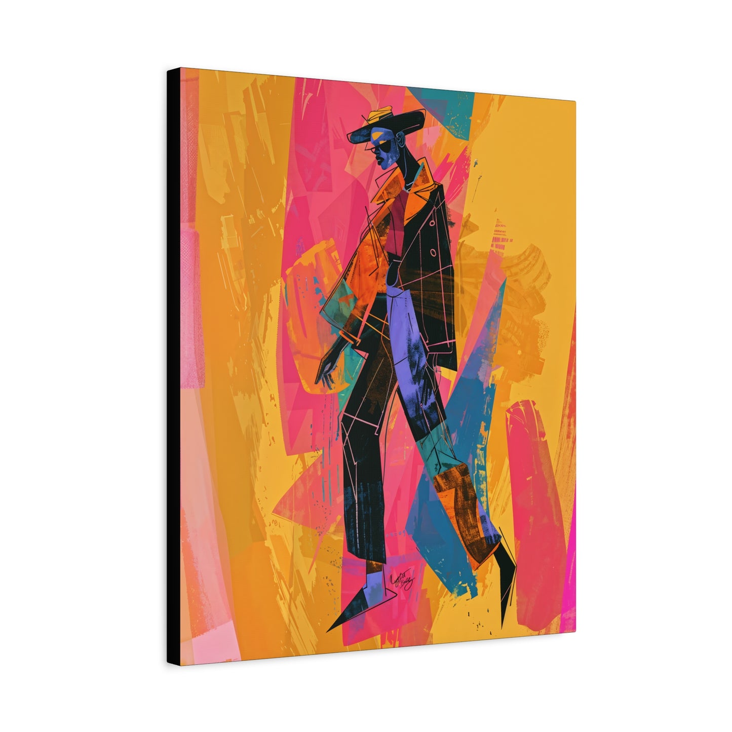So Cool Afrocentric Black Man Abstract Art Canvas Wall Print